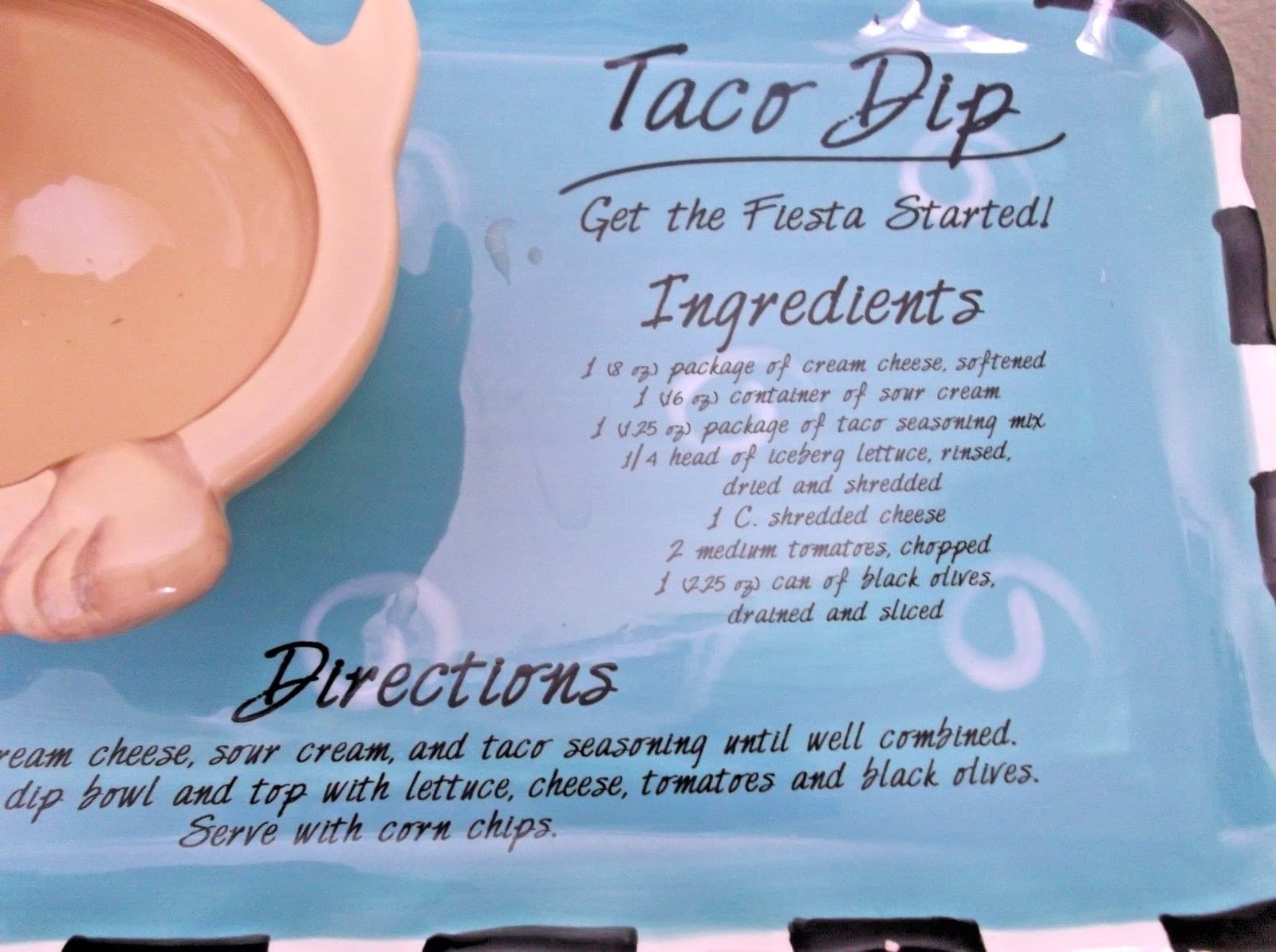 Youngs Turquoise Ceramic Taco Dip Platter Brown Chihuahua with Yellow Sombero 5