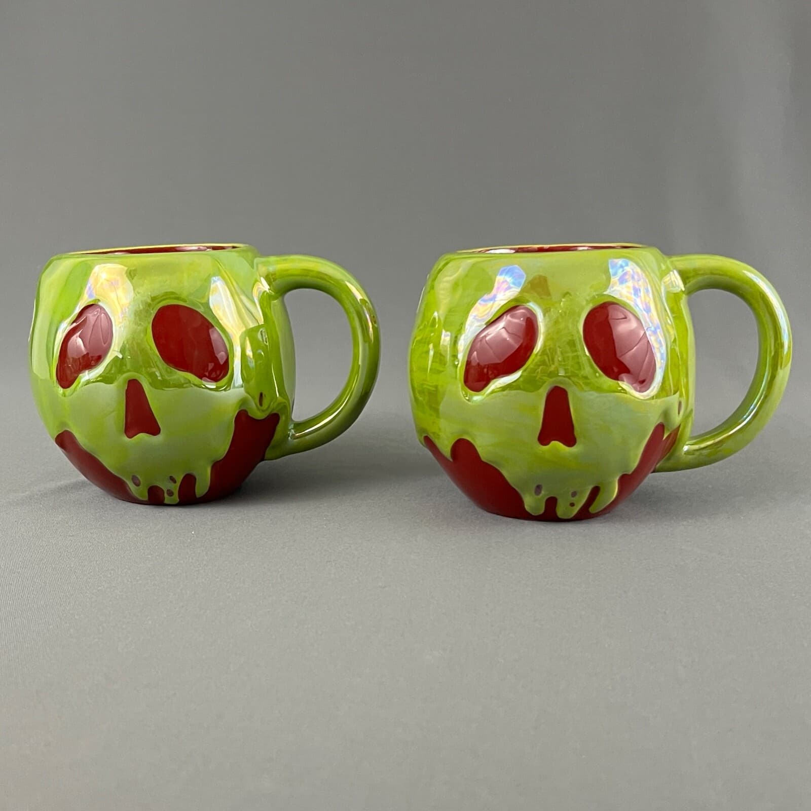Disney Villains Halloween Poison Apple Mug Lot of 2 Iridescent Hand Painted New 2