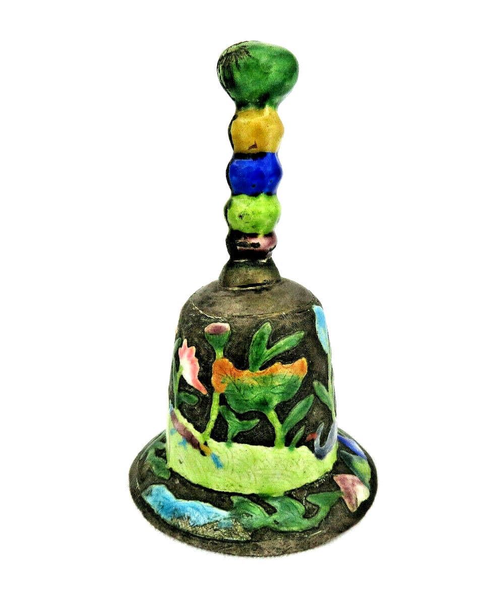 Antique Chinese Enamel Bell with Waterlilies & Ducks  3