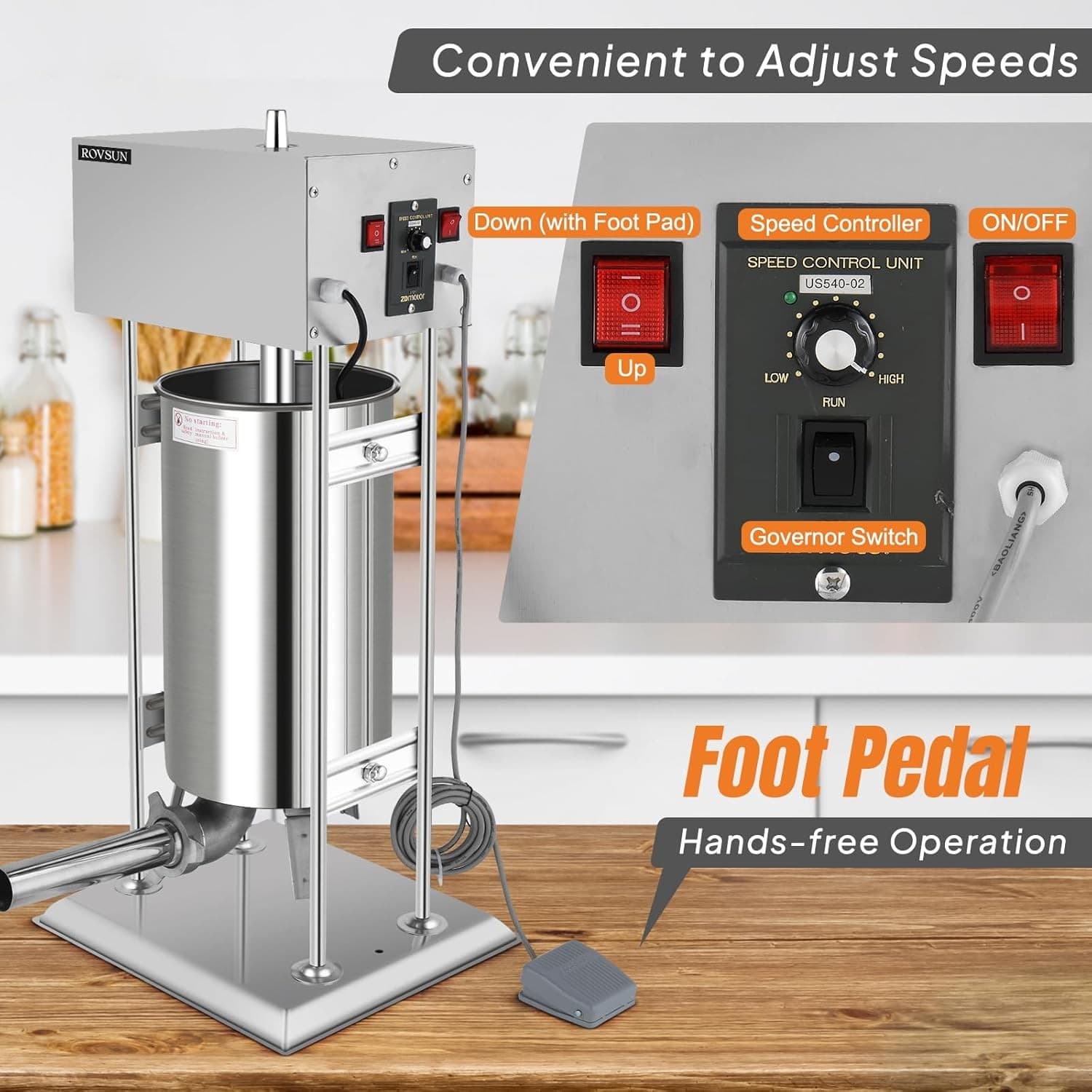 Large 30L/66LB 120W Electric Sausage Stuffer Maker Commercial Meat Press Machine 3