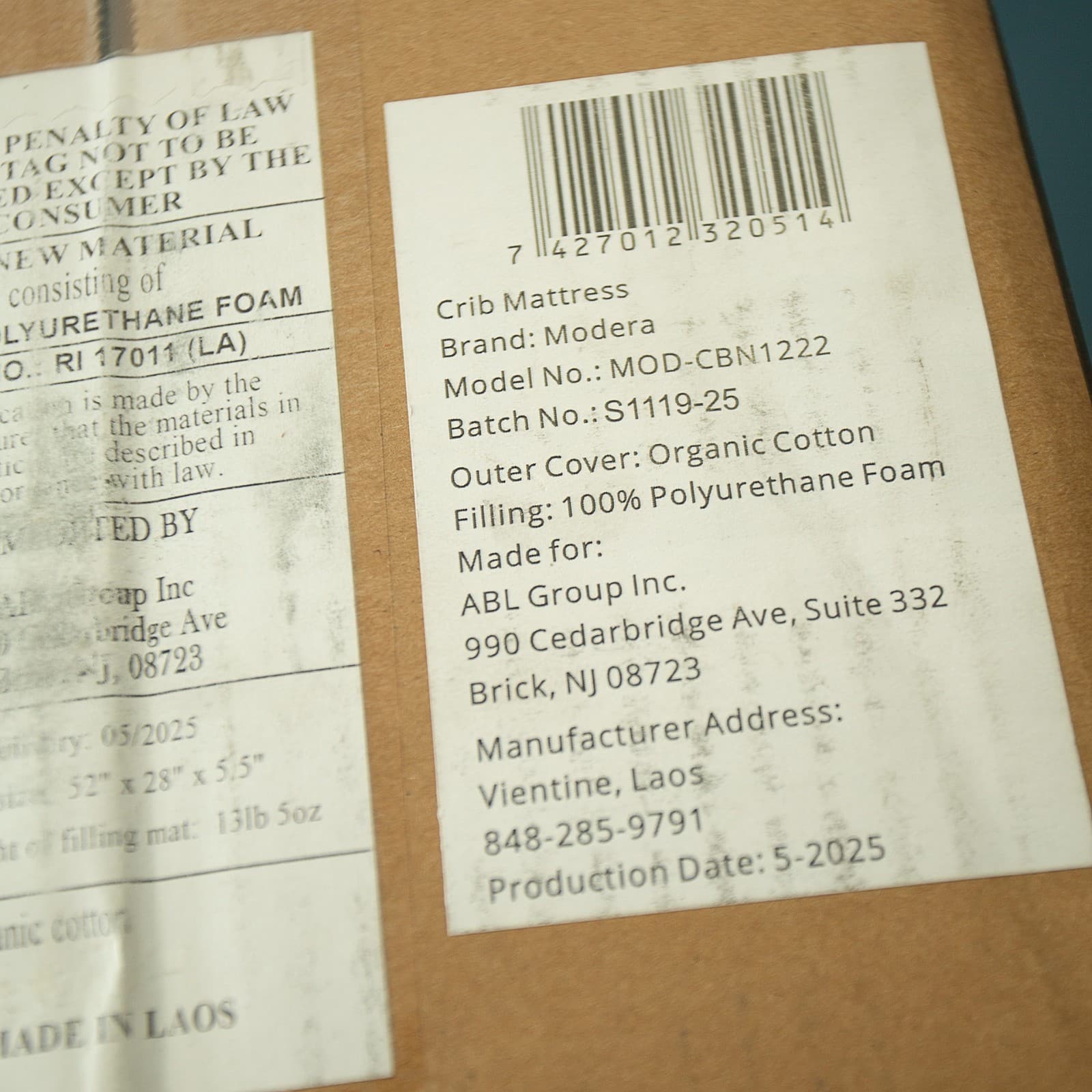 Modera Baby Dual Sided Crib Mattress 2 Stage Memory Foam Organic Cotton 6