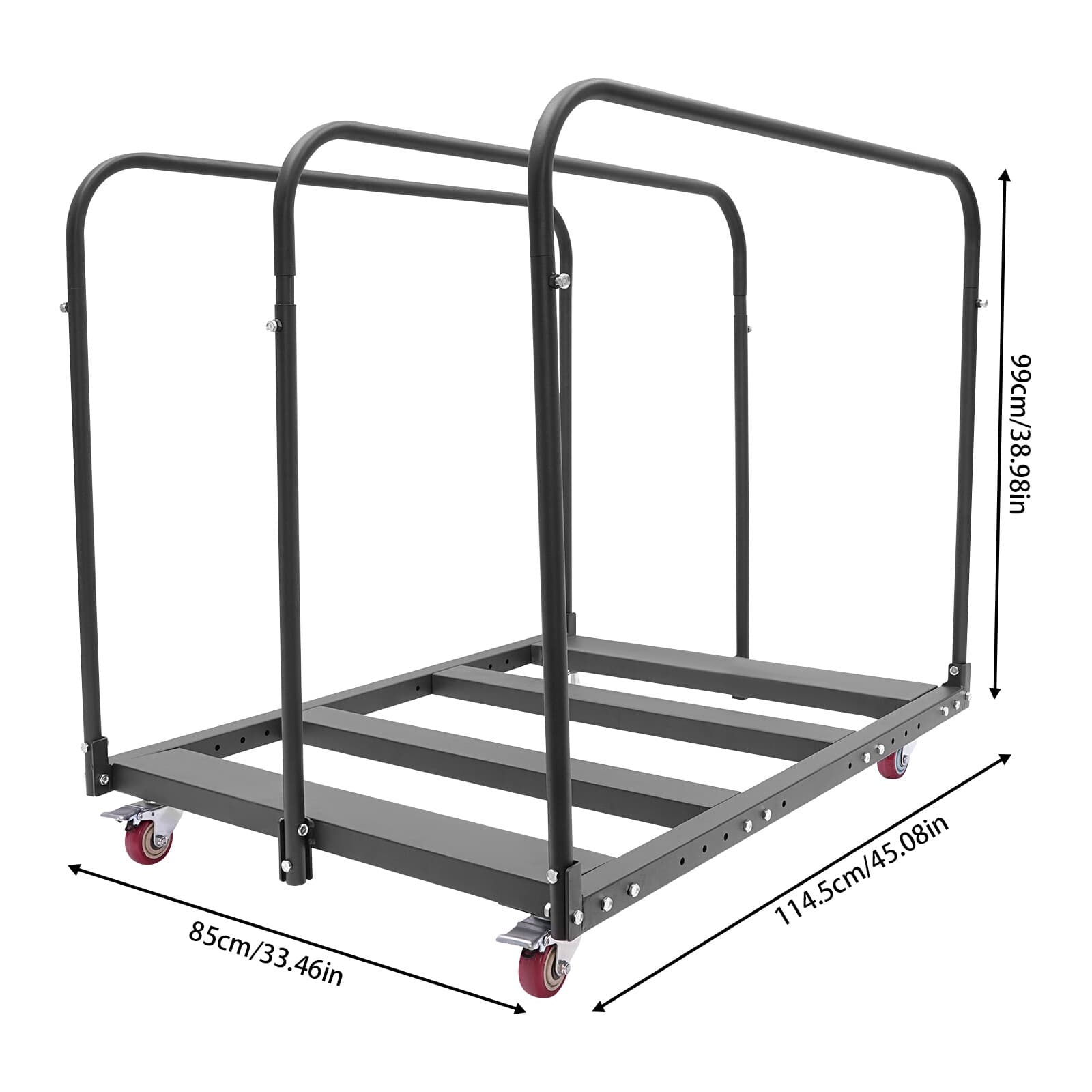 Folding Table Cart Metal Table Cart Folding Table Trolleys W/ Handle & Wheel 3