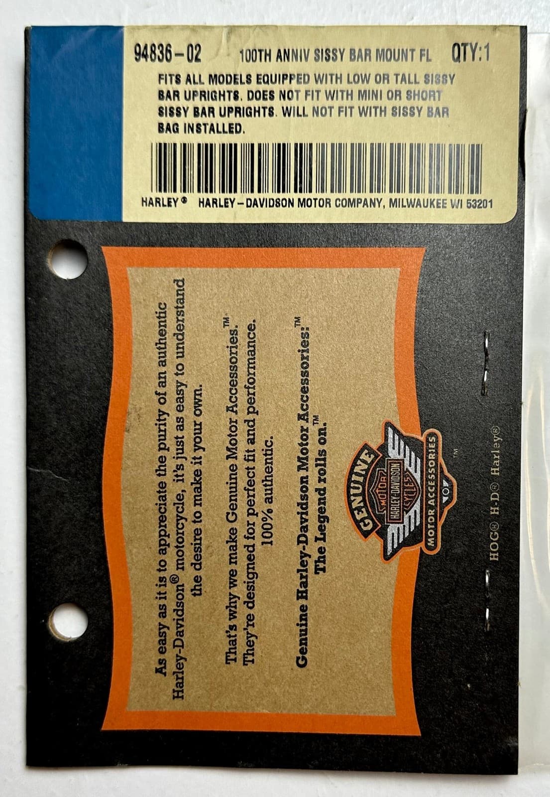 2003 Harley Davidson Genuine 100th Anniversary Flag Sissy Bar Mount 94836-02 5