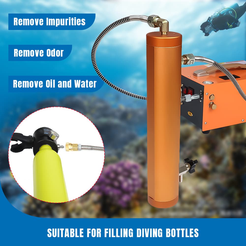 PCP Compressor Air Pump Filter Oil-Water Separator 4500psi 30Mpa Aluminum Alloy 5