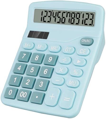 Desktop Calculator, Light Blue Calculator Big Buttons, 12-Digits Light Blue1 2