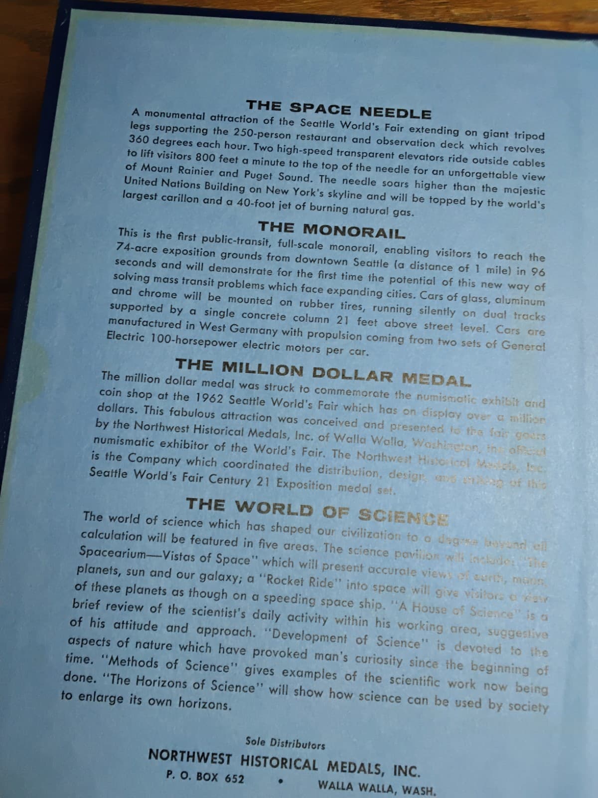 World Fair Medals, Seatle 1962 in a Whitmen Album 2