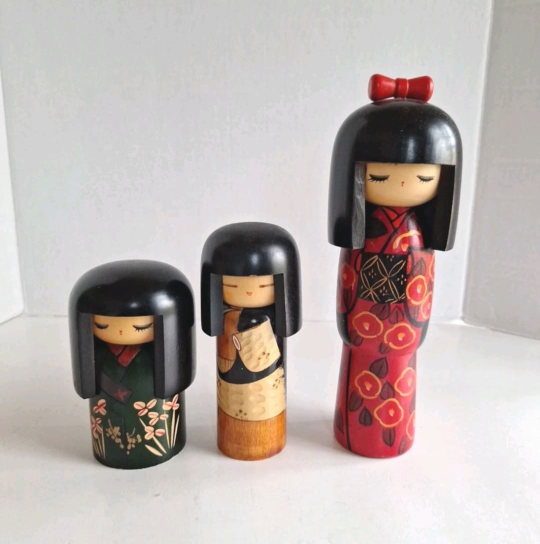  Japanese Kokeshi Wooden Doll  Lot Bulk Japan  6