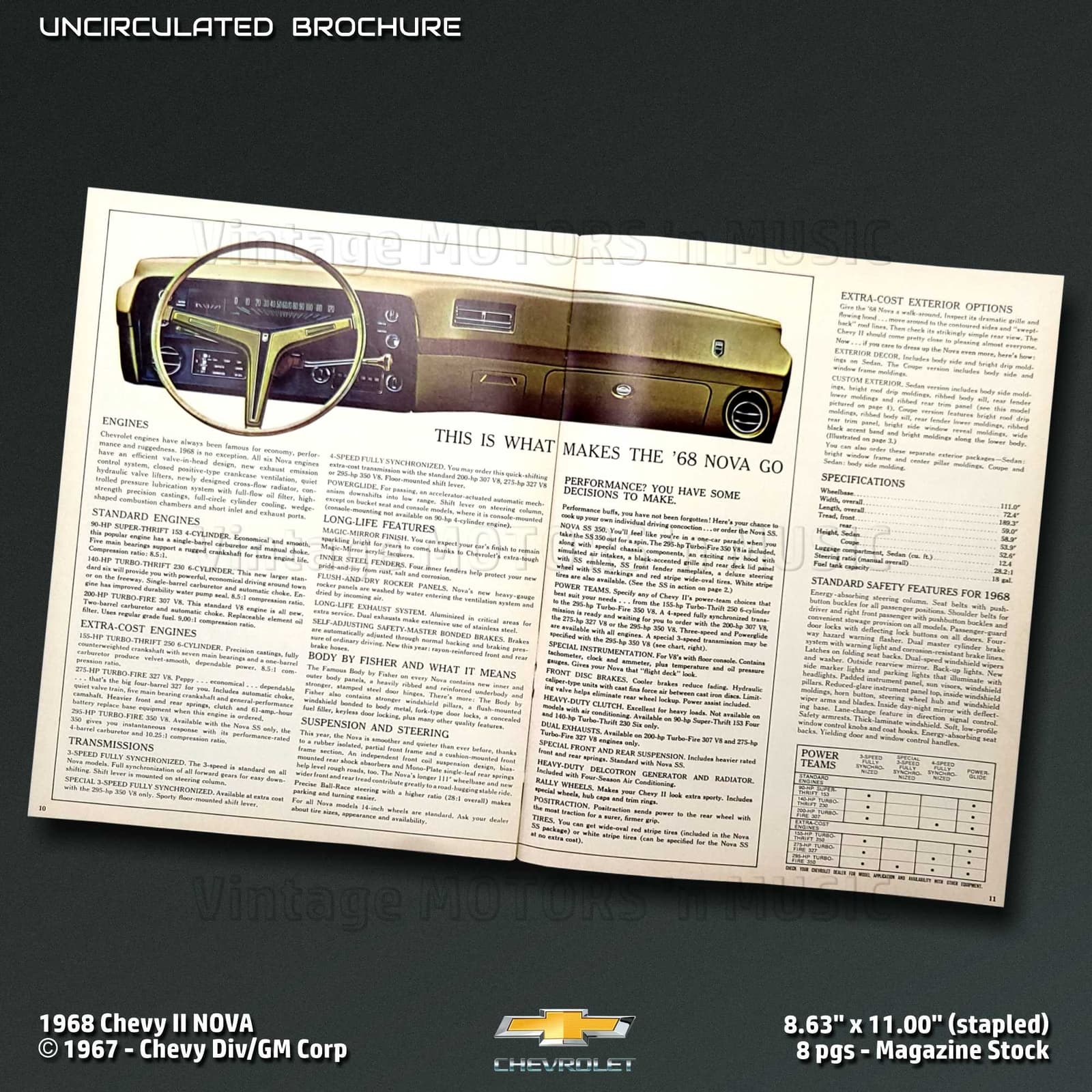 1968 Chevrolet Chevy II Nova SS UNCIRCULATED 12 pg Sales Brochure (c) 1967 5