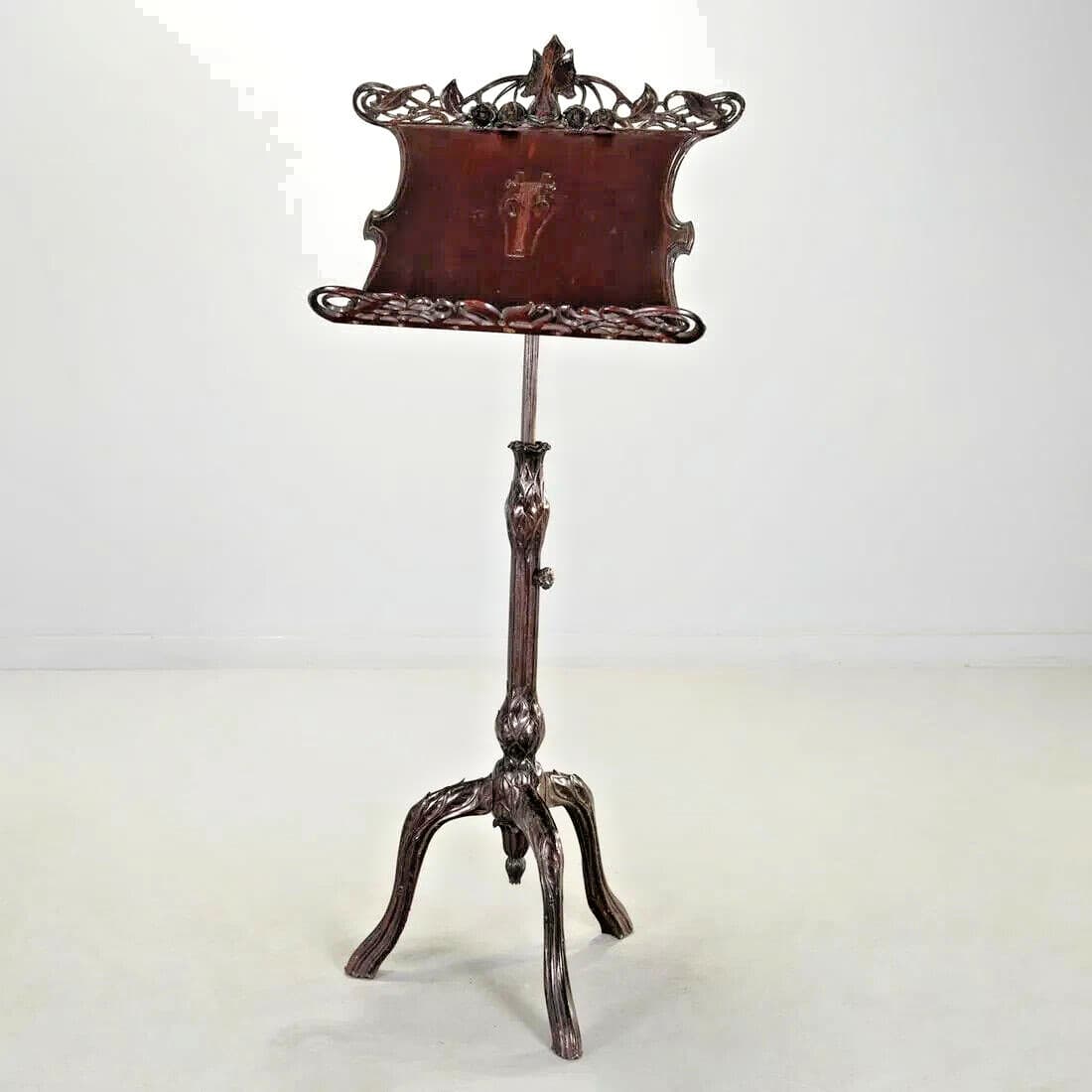 Antique Music Stand, Continental, Art Nouveau, Carved Wood, 1800 /1900's!! 2