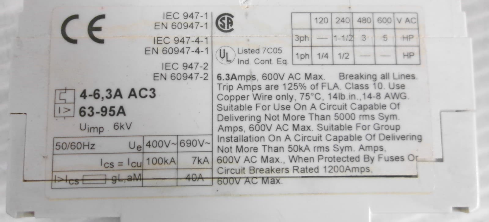 ABB MS 325 690VAC Manual Motor Starter 4A-6.3A (Lot of 2) 4