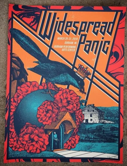Widespread Panic Poster 3/29-31/2019 Durham NC Signed & Numbered #/40 A/E