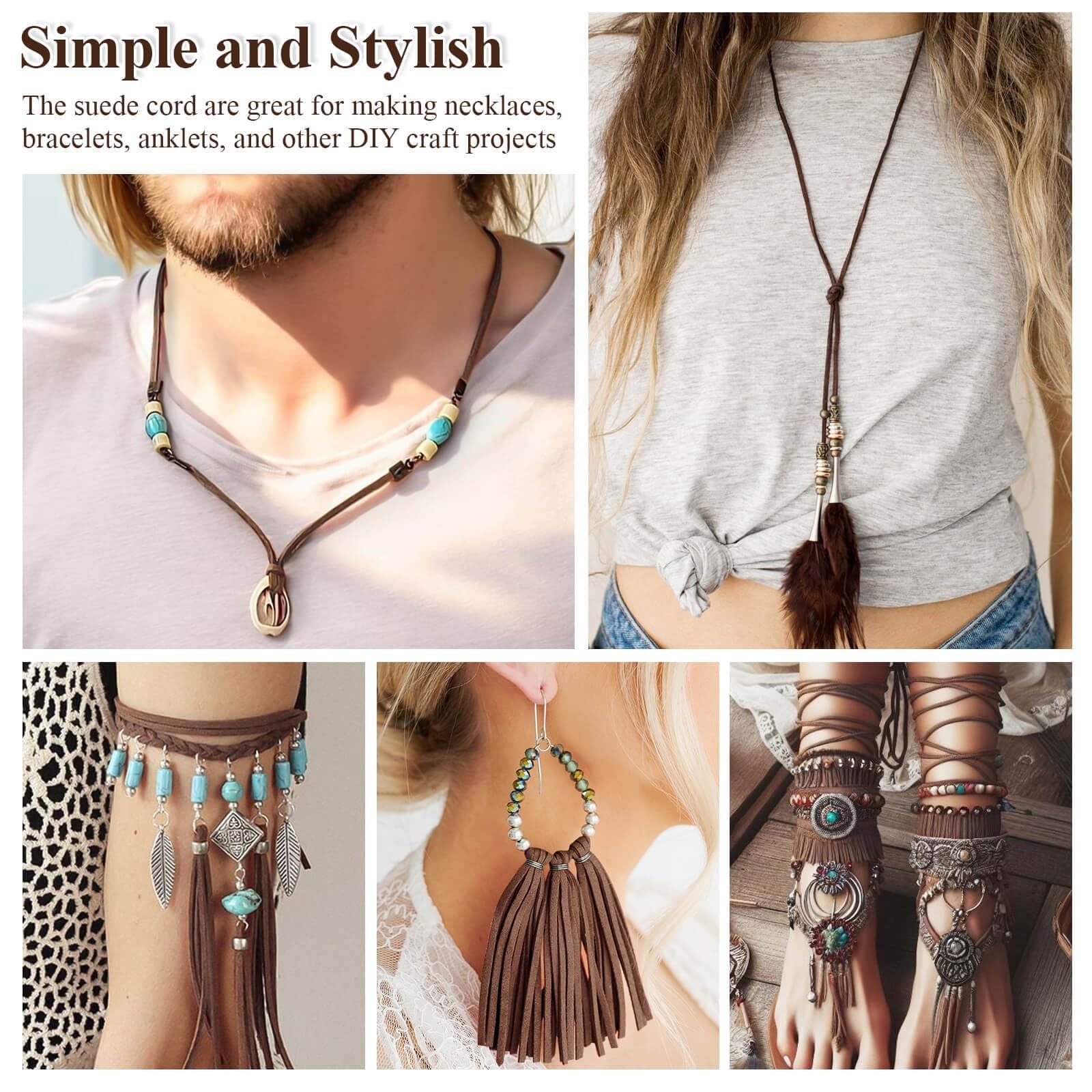 Flat Leather String Cord, Suede Ribbon for Jewelry Making, Leather Twine for 2