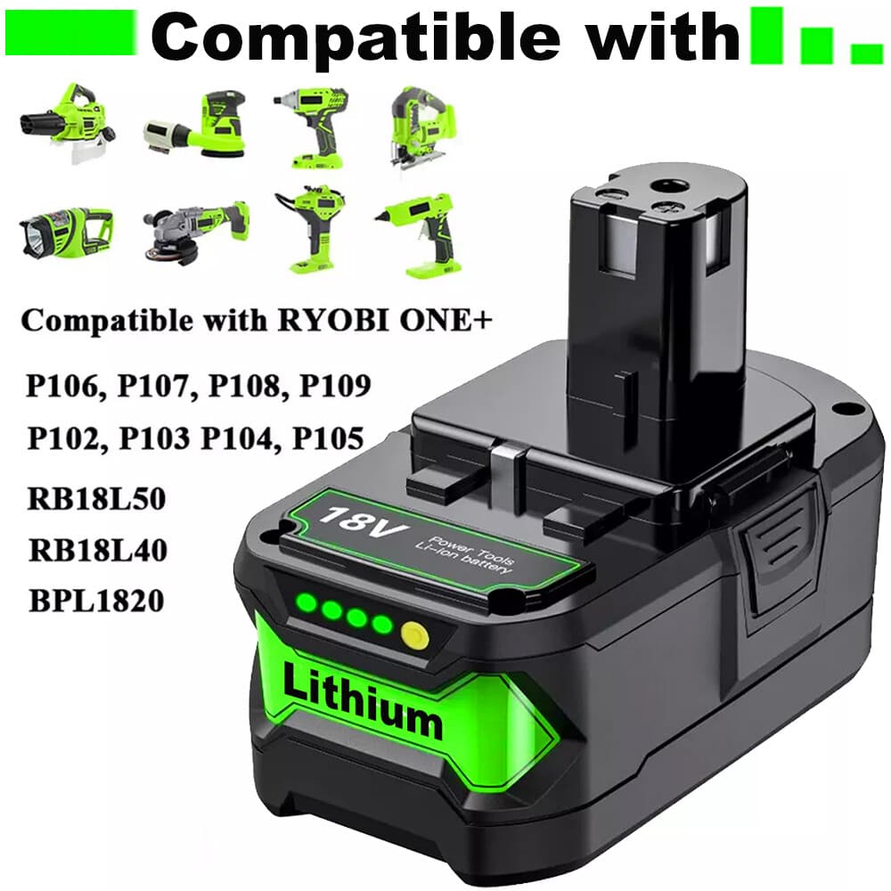 2PACK 8.0Ah For RYOBI 18V Battery One Plus High Capacity P108 Lithium-Ion P102 3