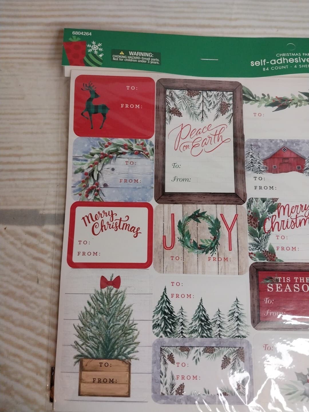 New! 84 Farmhouse Sticker Gift Tags Labels Christmas Presents Barn Truck Snow 4