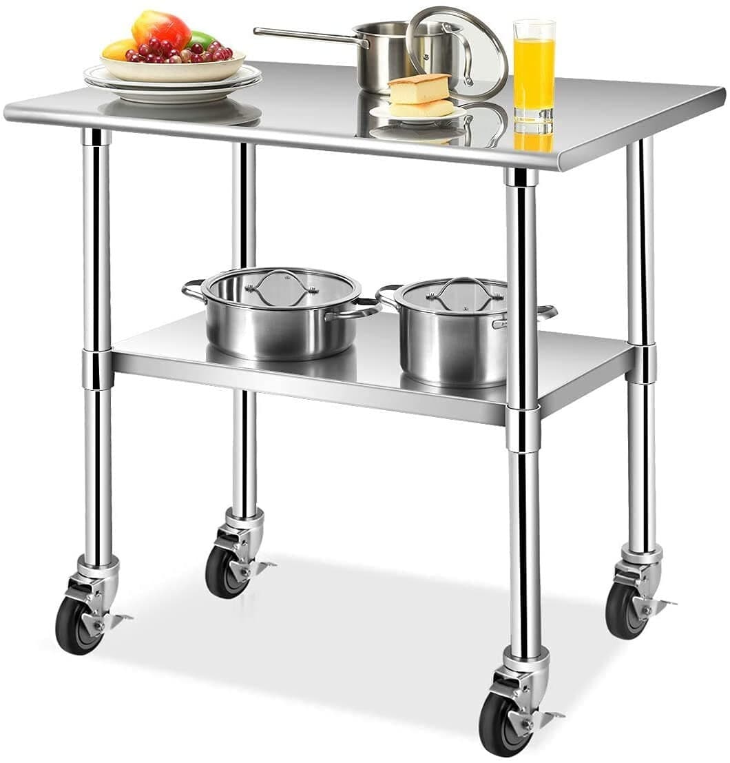 4 Inch Work Table Caster Wheels for Commercial Kitchen Prep Tables, Expanding 5