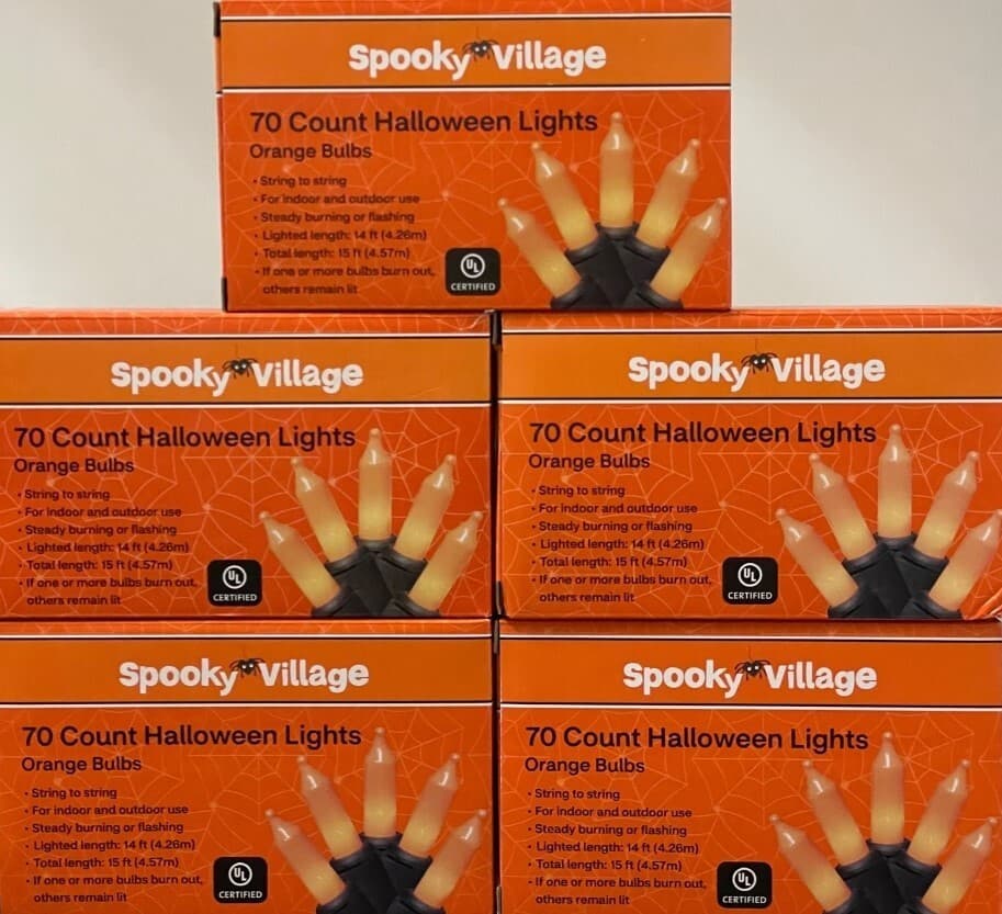 350 Spooky Village Orange Halloween Mini Lights - NEW