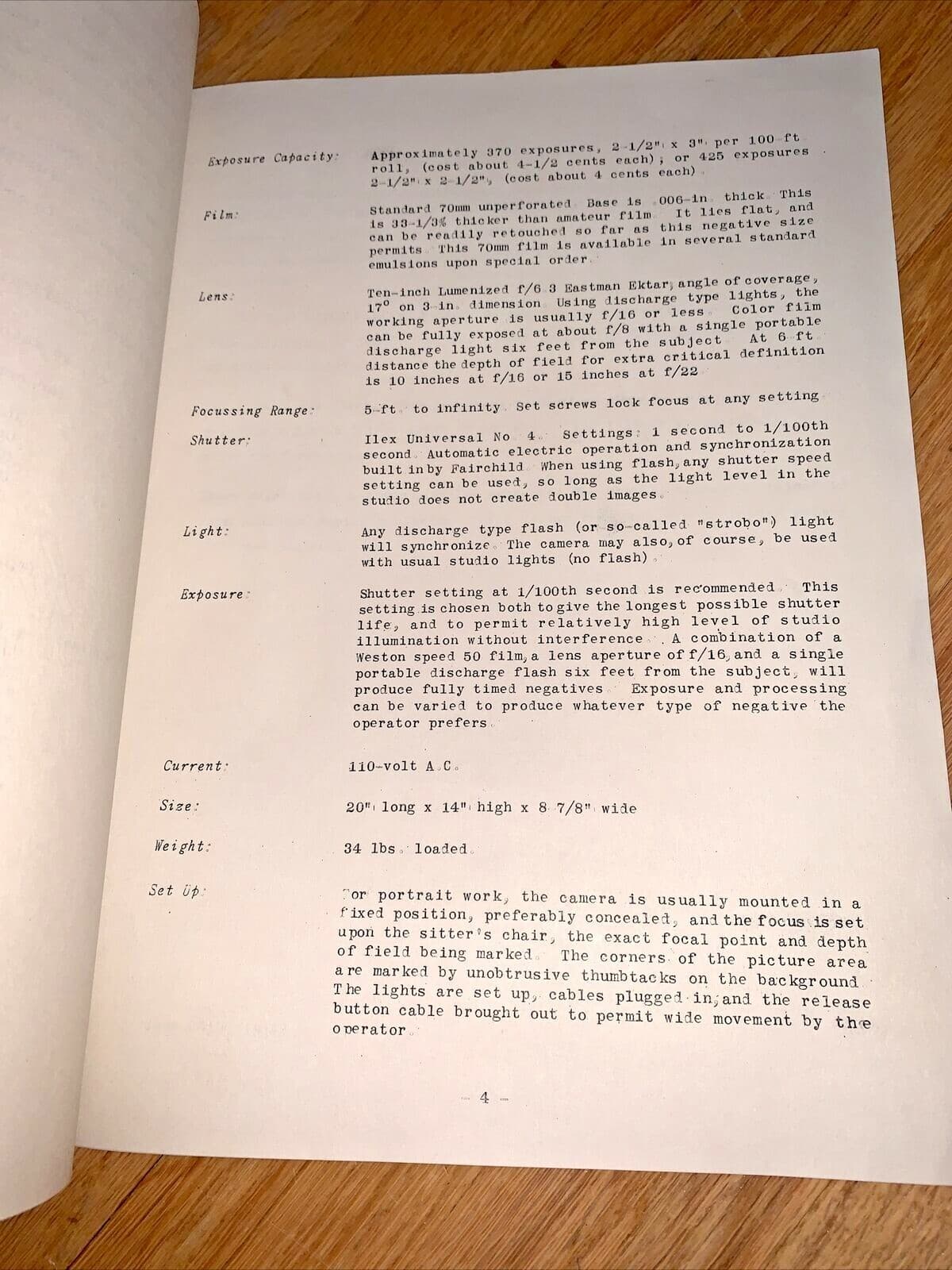 1947 FAIRCHILD CAMERA CORP - PORTRAMATIC 70 Brochure / Spec Sheet 4