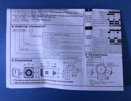 AT11DN-2  Autonics  Analog Timer 24VAC/VDC  With Socket Base 11pin 6