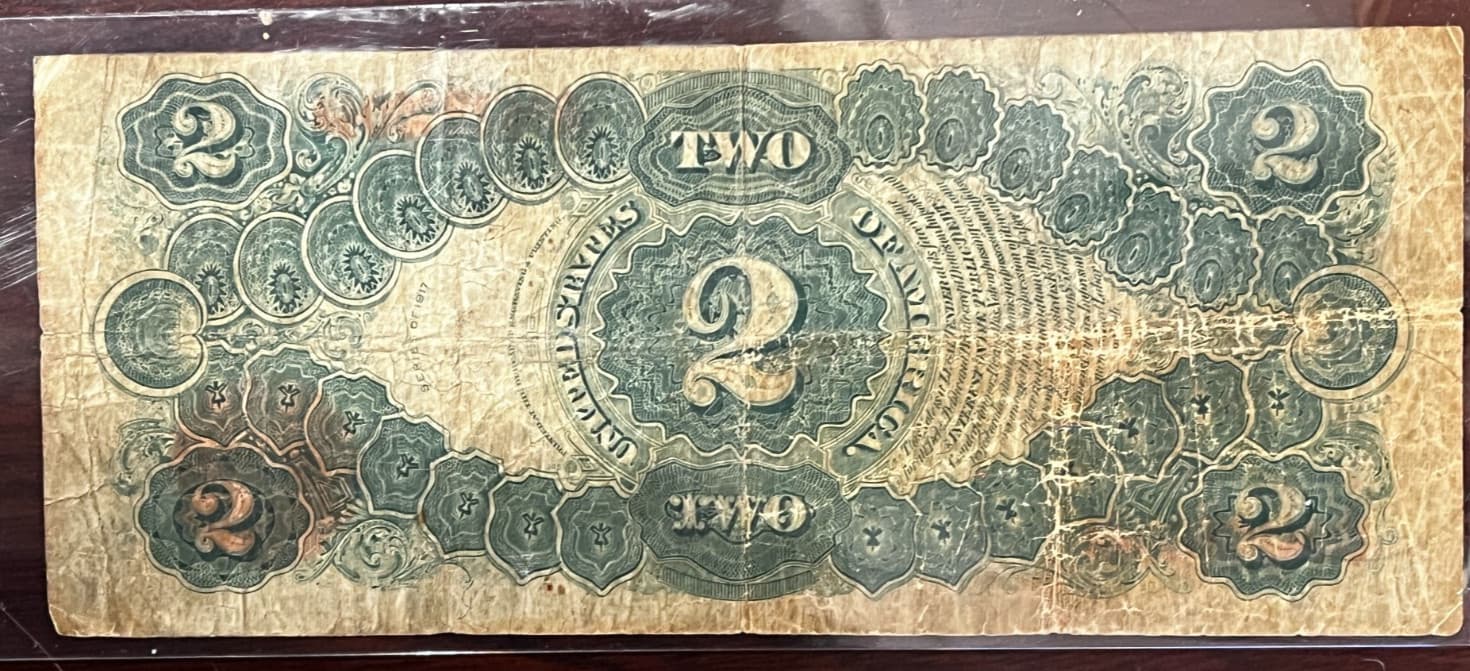 1917 $2 Large Size Legal Tender Note, Circulated 2