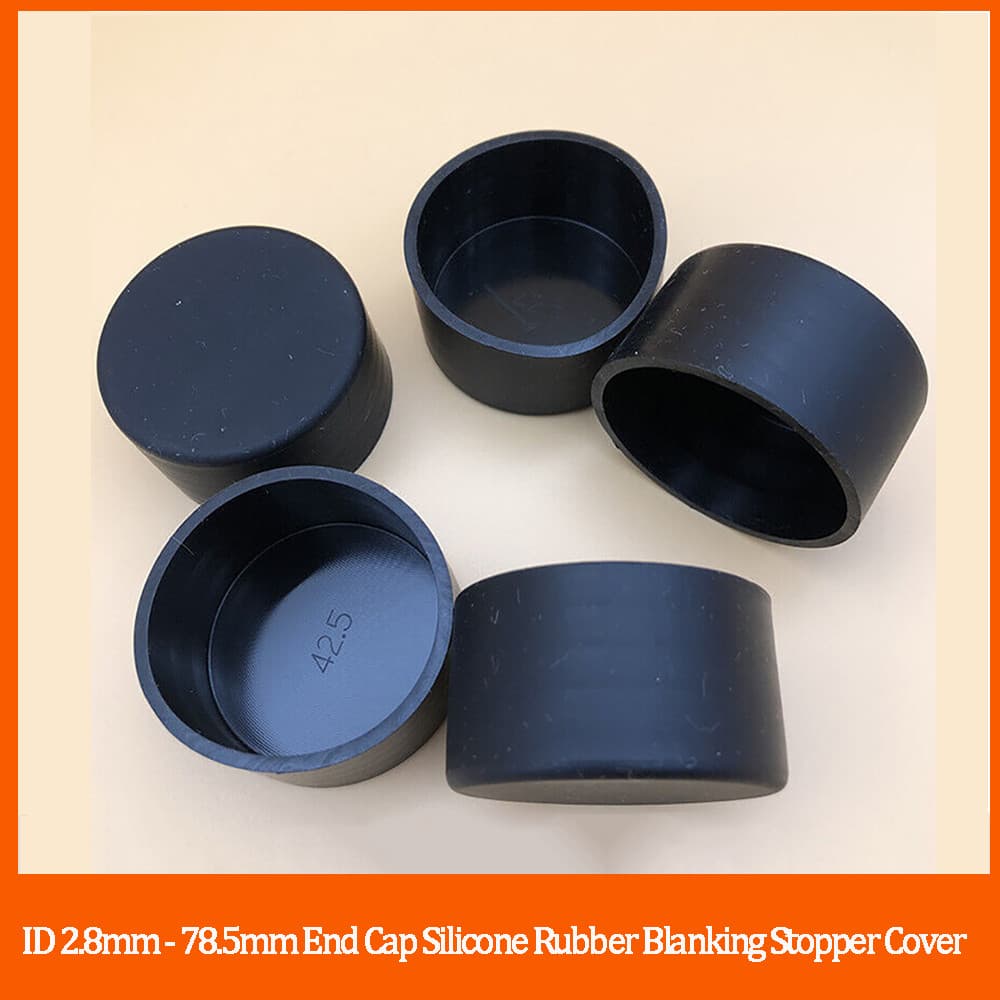 Black End Cap Silicone Rubber Blanking Stopper Cover for Pipe Tube ID 2,8-78,5mm