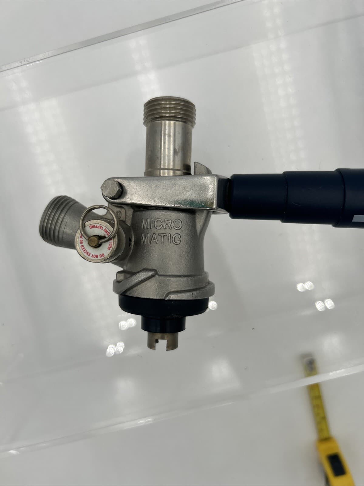 MicroMatic System Keg Tap Coupler, Stainless Steel Probe, Blue Handle 3