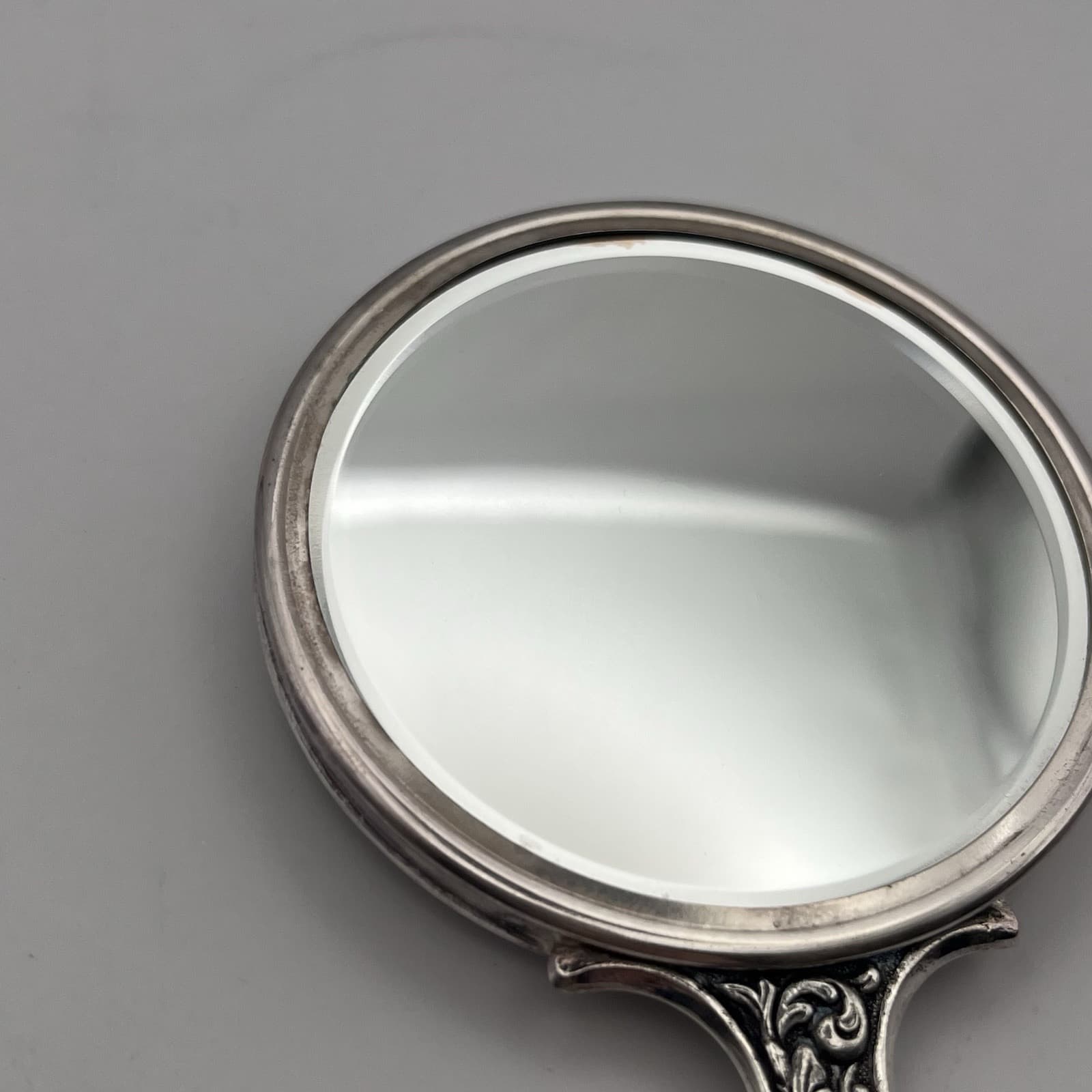 Antique Dutch Silver Hand Mirror With Repoussé Dancing Musicians Scene 4