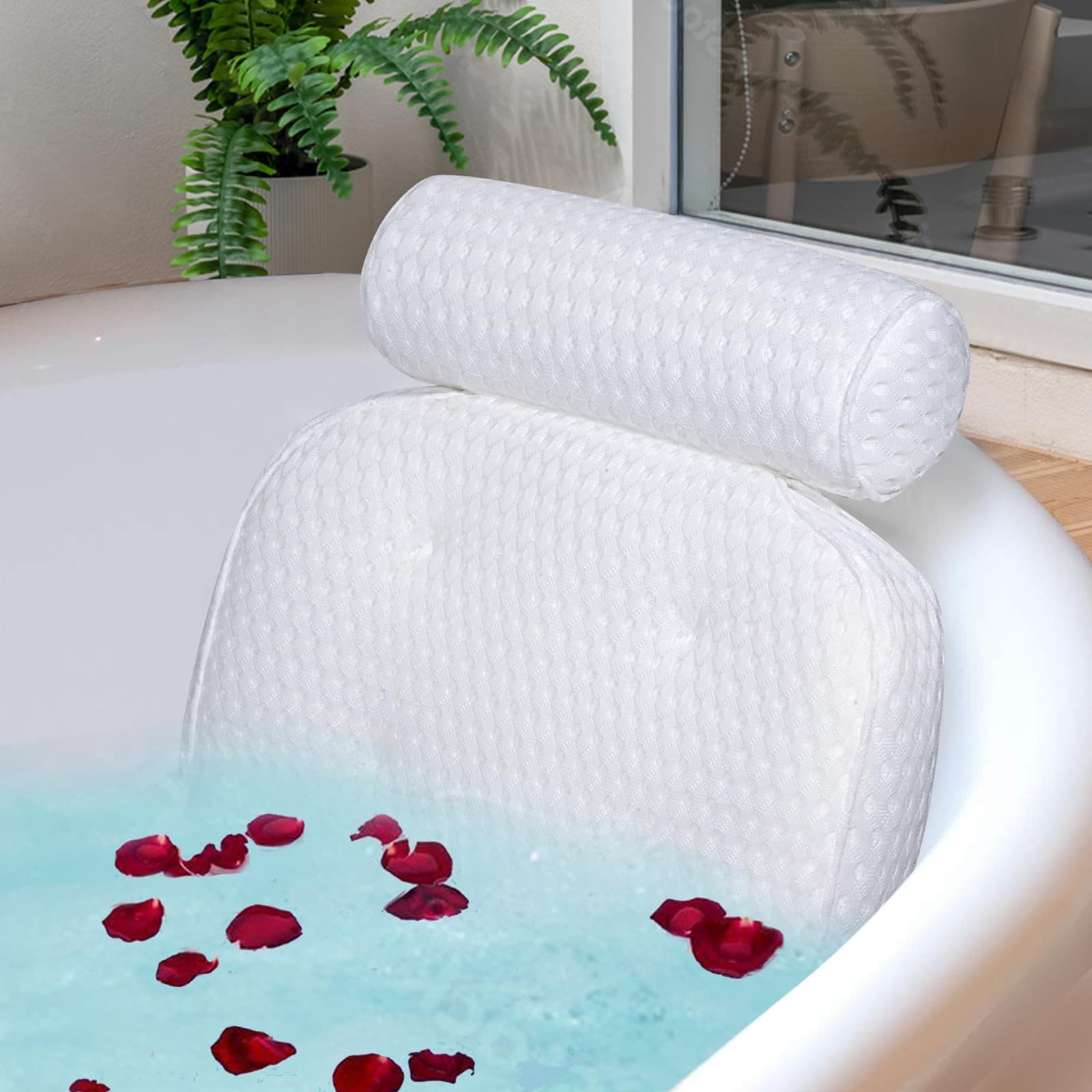 Bath Pillow for Bathtub Support Neck,Head and Back with Non-Slip Suction Cups...