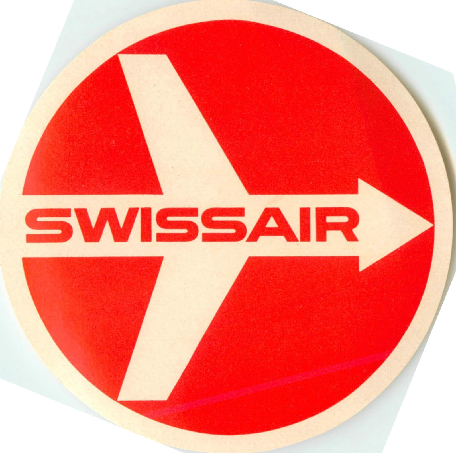 SWISSAIR - Classic Old Airline Luggage Label with Original Logo, c. 1955 MINT