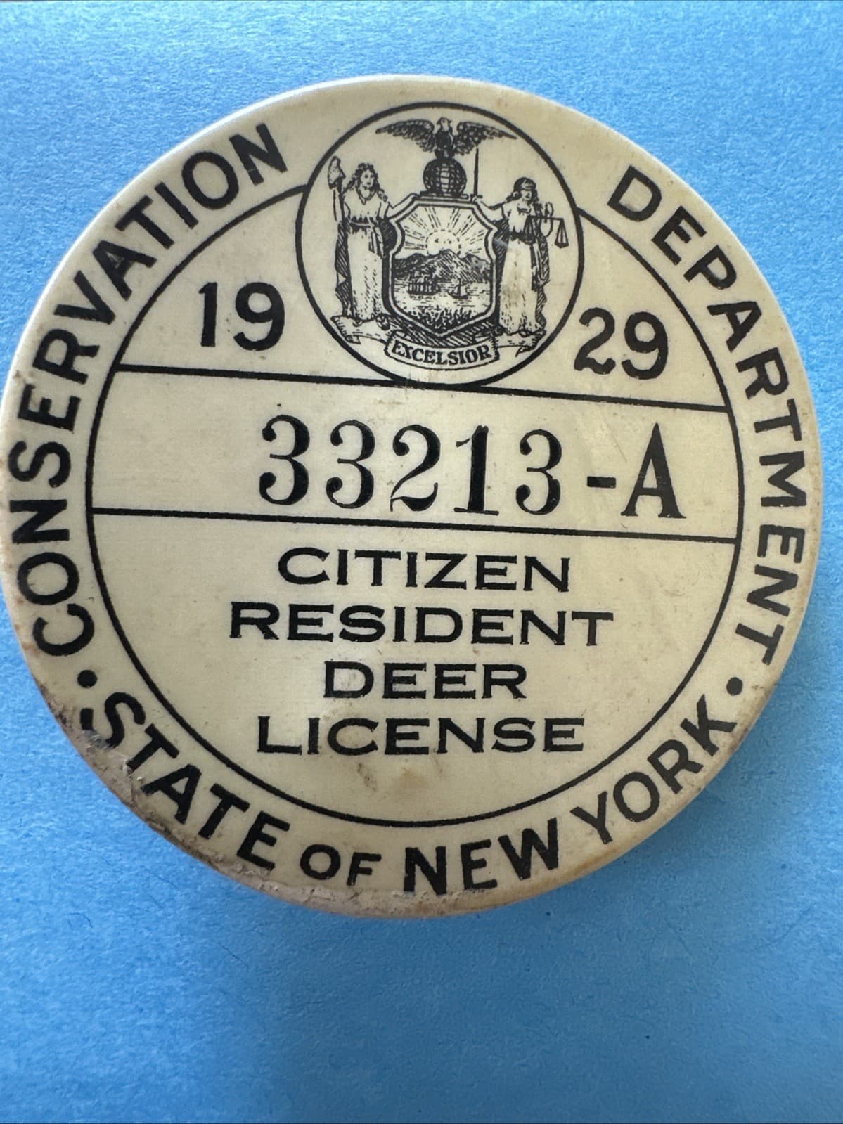 Nys Vintage Hunting, Fishing, Trapping License Badges Pinback