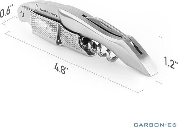 Carbon E6 Professional Waiter's Corkscrew Wine Bottle Opener - Black Handle 2