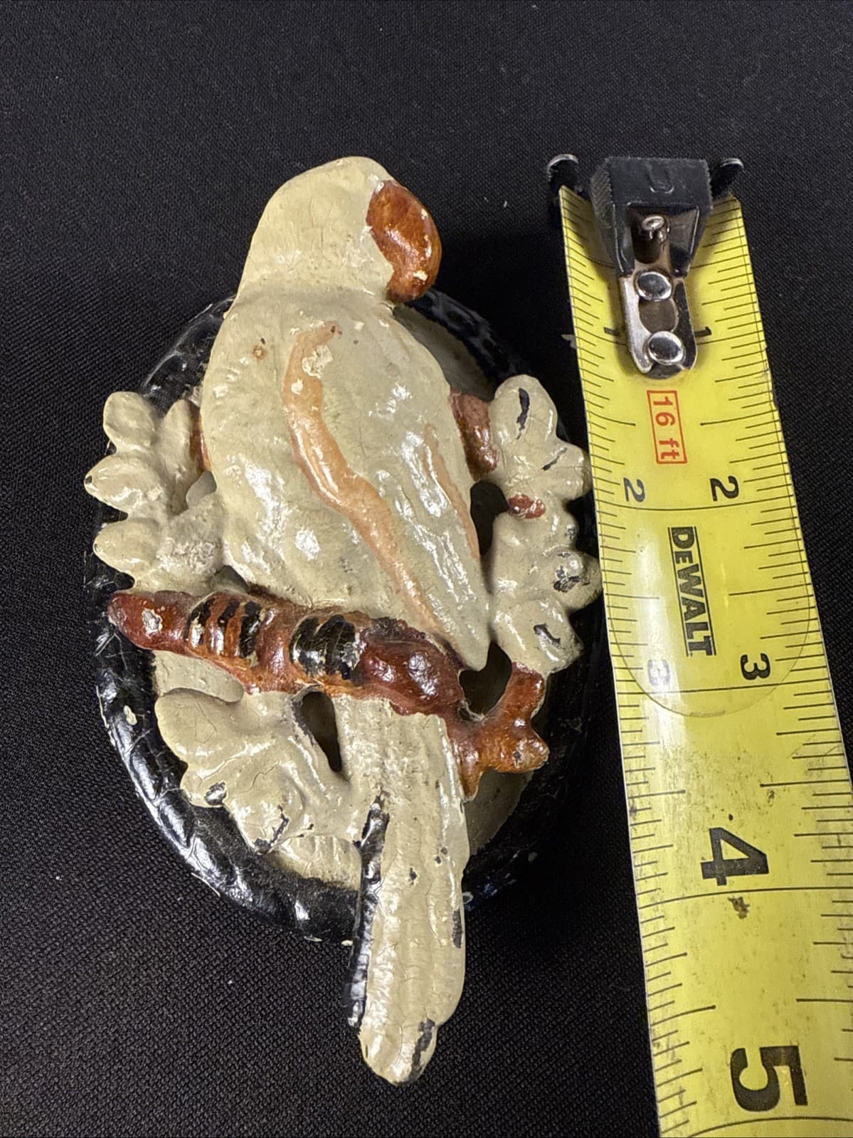 RARE DOOR KNOCKER, Vintage Cast Iron Parrot Door Knocker Hand Painted 5