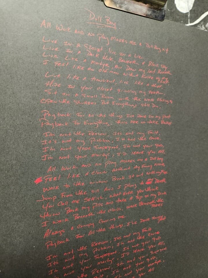 Mudvayne 2007 By The People.....Dull Boy Lyric Lithograph Flawless New Old Stock 3