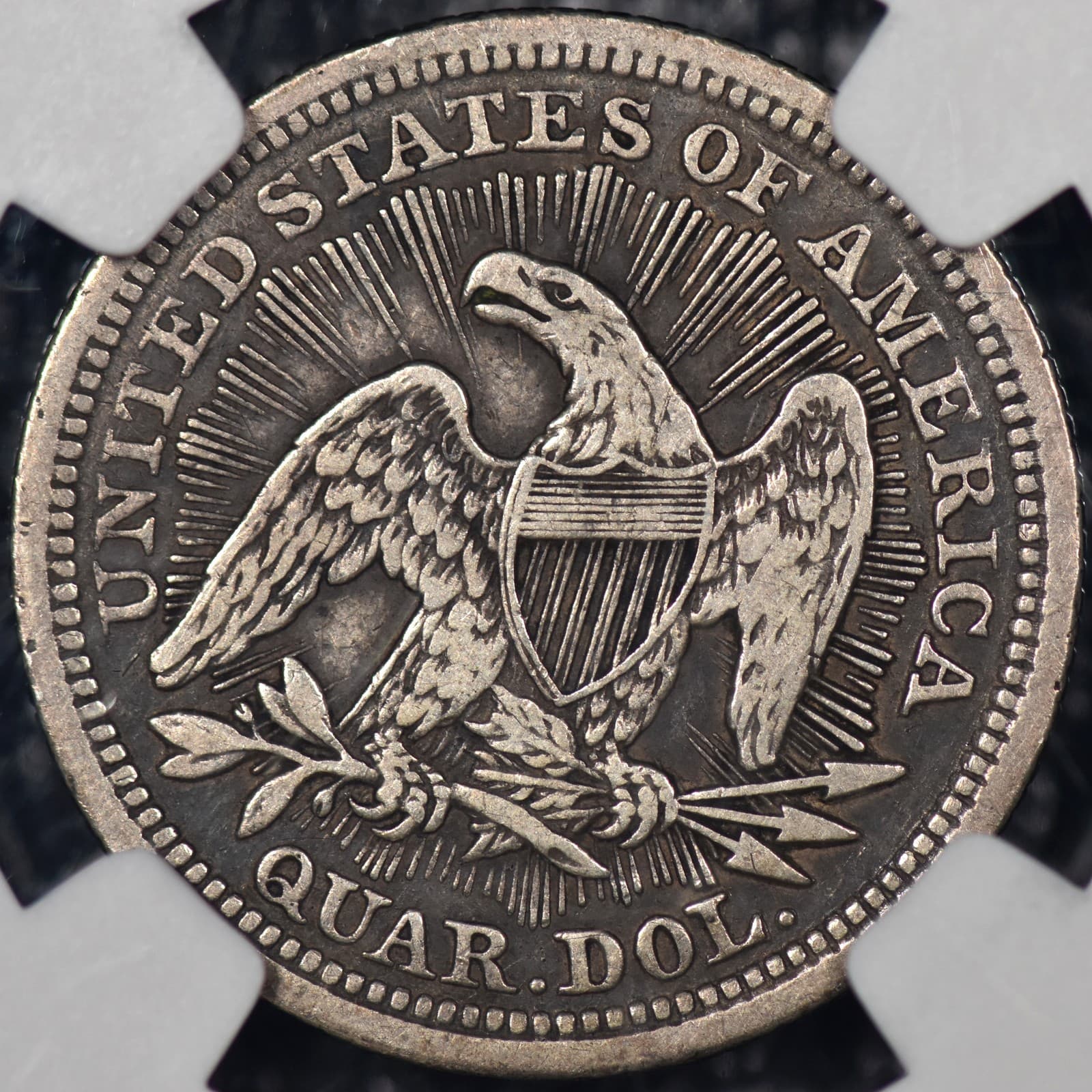 1853/4 Overdate Seated Liberty Quarter 25c Arrows & Rays NGC VF30 2