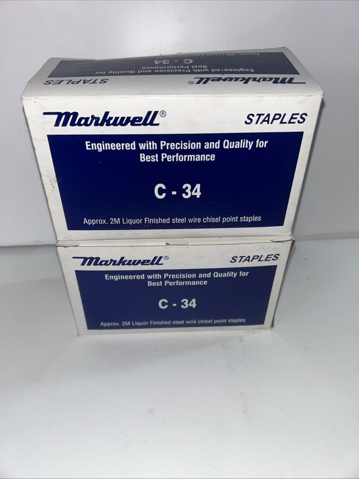 (2) Boxes Markwell C-34 Staples 2M Liquor Finished Steel Wire Point Staples