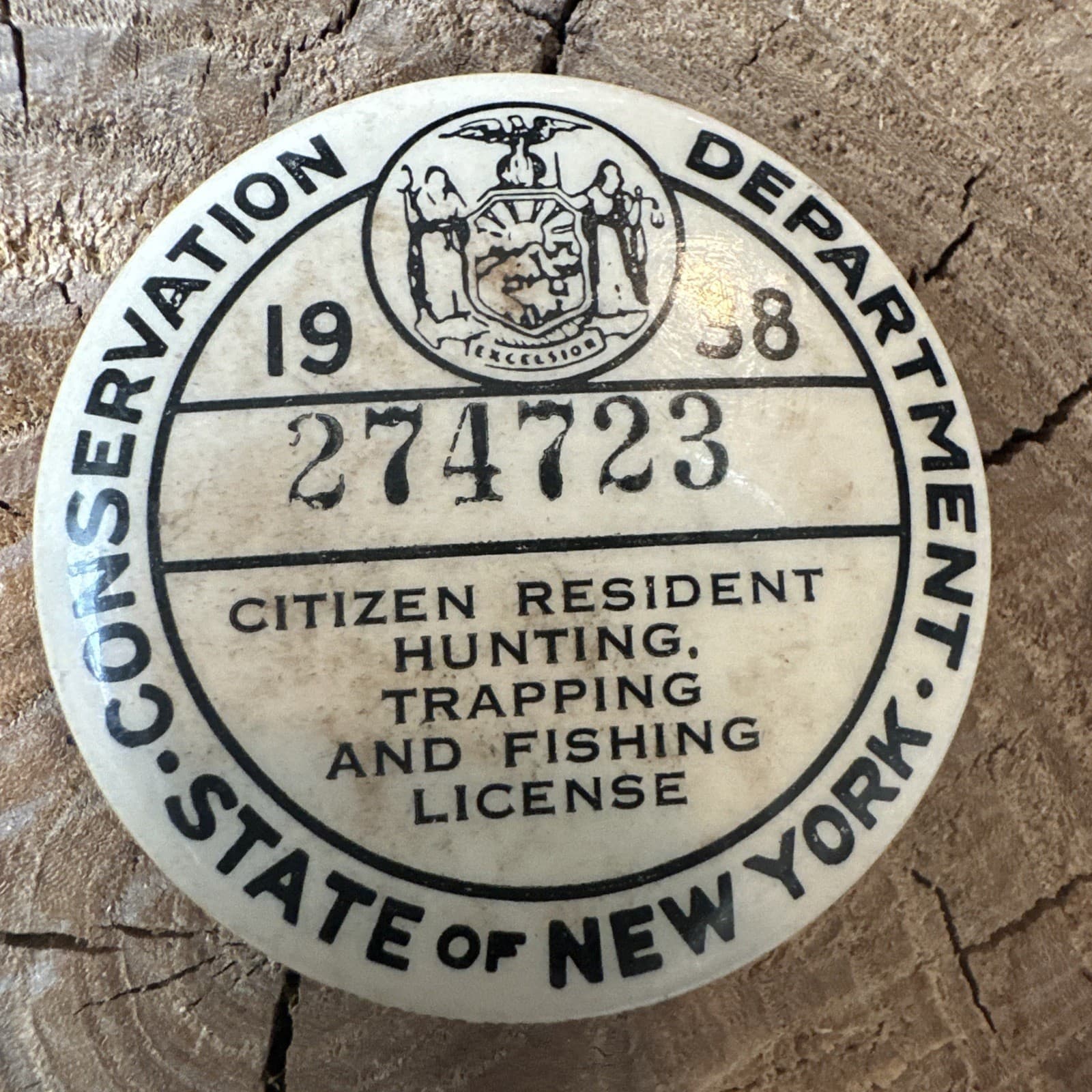 1938 CONSERVATION DEPARTMENT OF NEW YORK HUNTING FISHING LICENSE