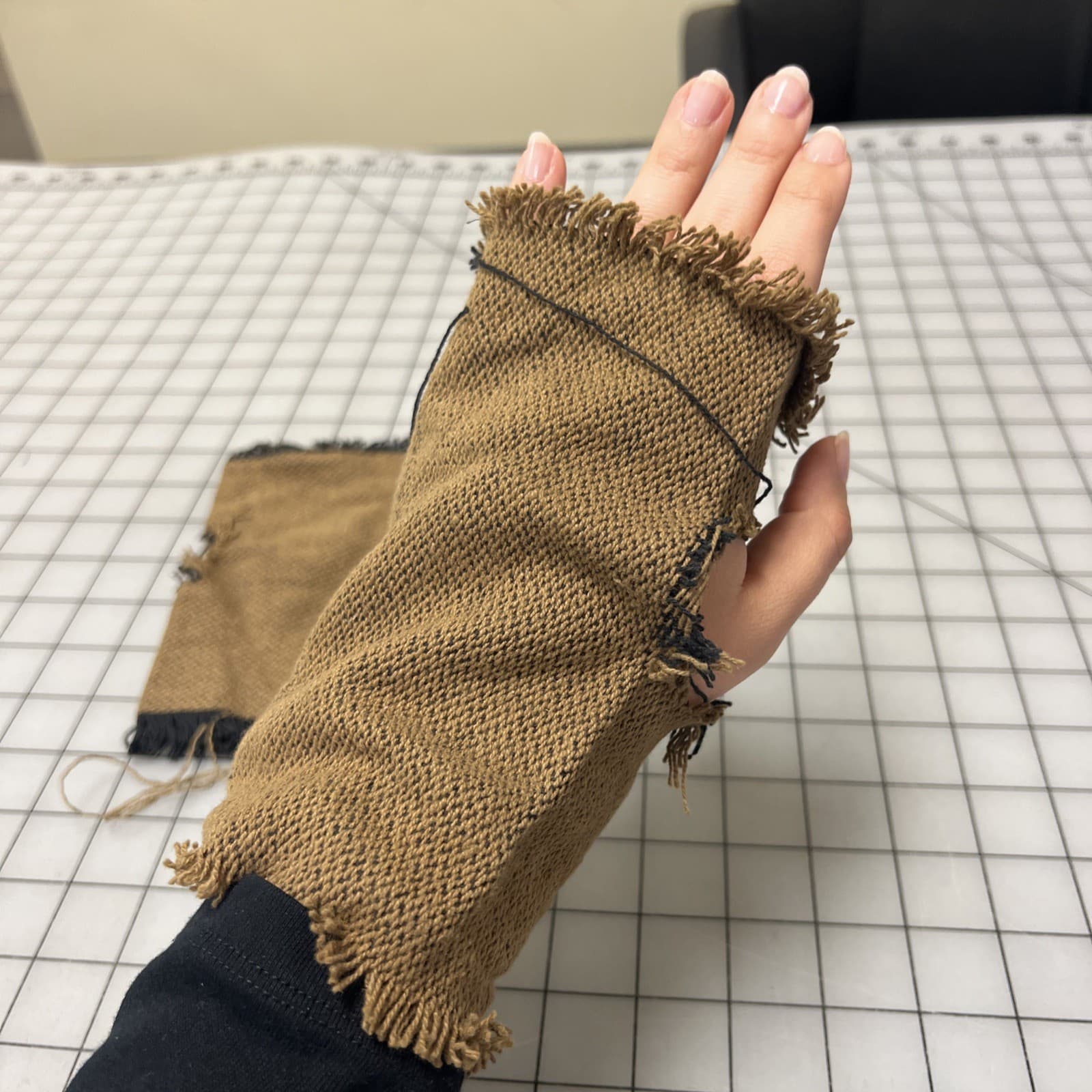 18th Century era Rough Fingerless Mitts out of Scraps, "Turn" TV Costume #131 4