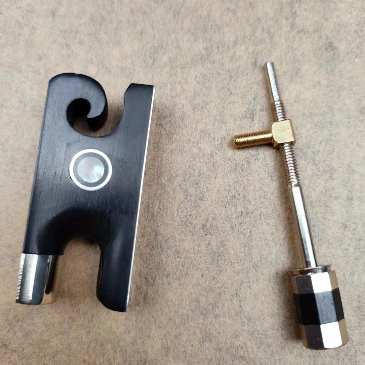 1 set New Model Volin bow Frog and button,Ebony wood Copper Mounted 4/4 size 2