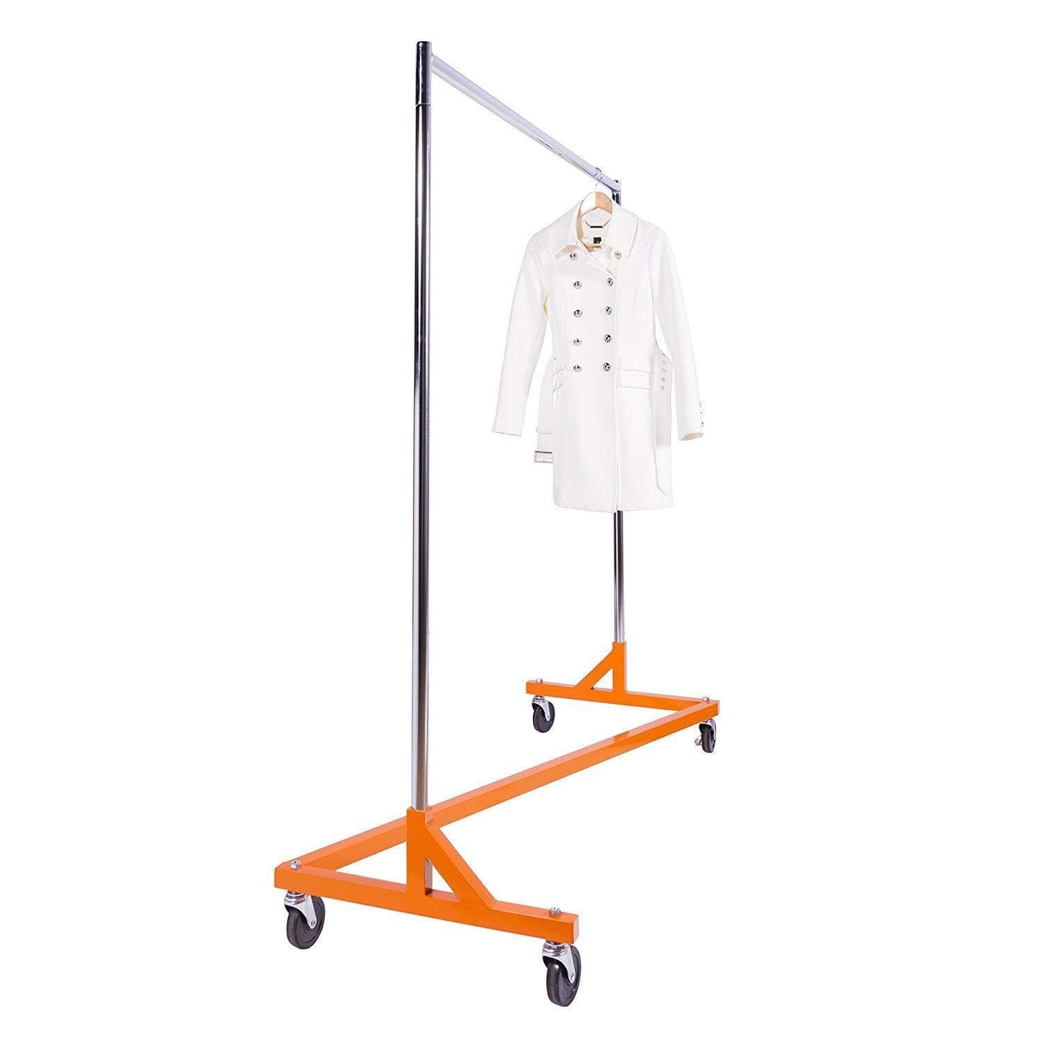 Heavy Duty Commercial Grade Single Bar Z Rack Clothing Garment Clothes Rolling 3