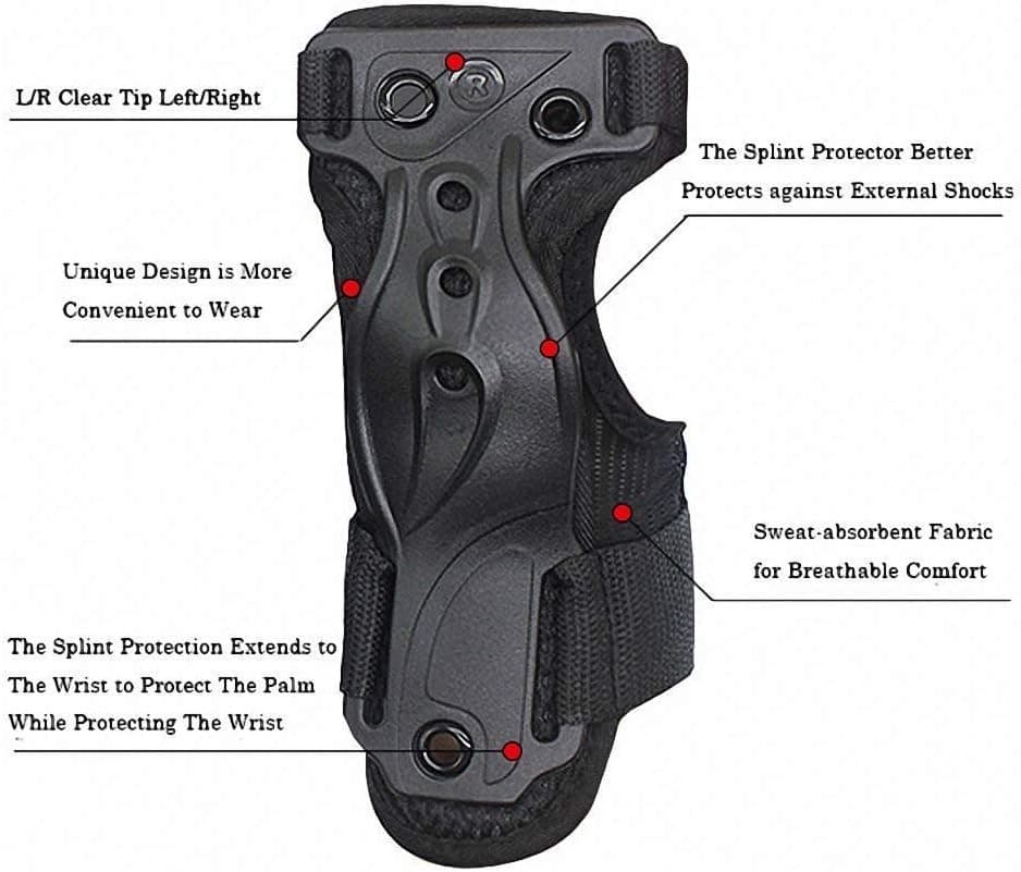 Skiing Gloves Roller Skating Wrist Palms Protective Gear Medium, Black  5