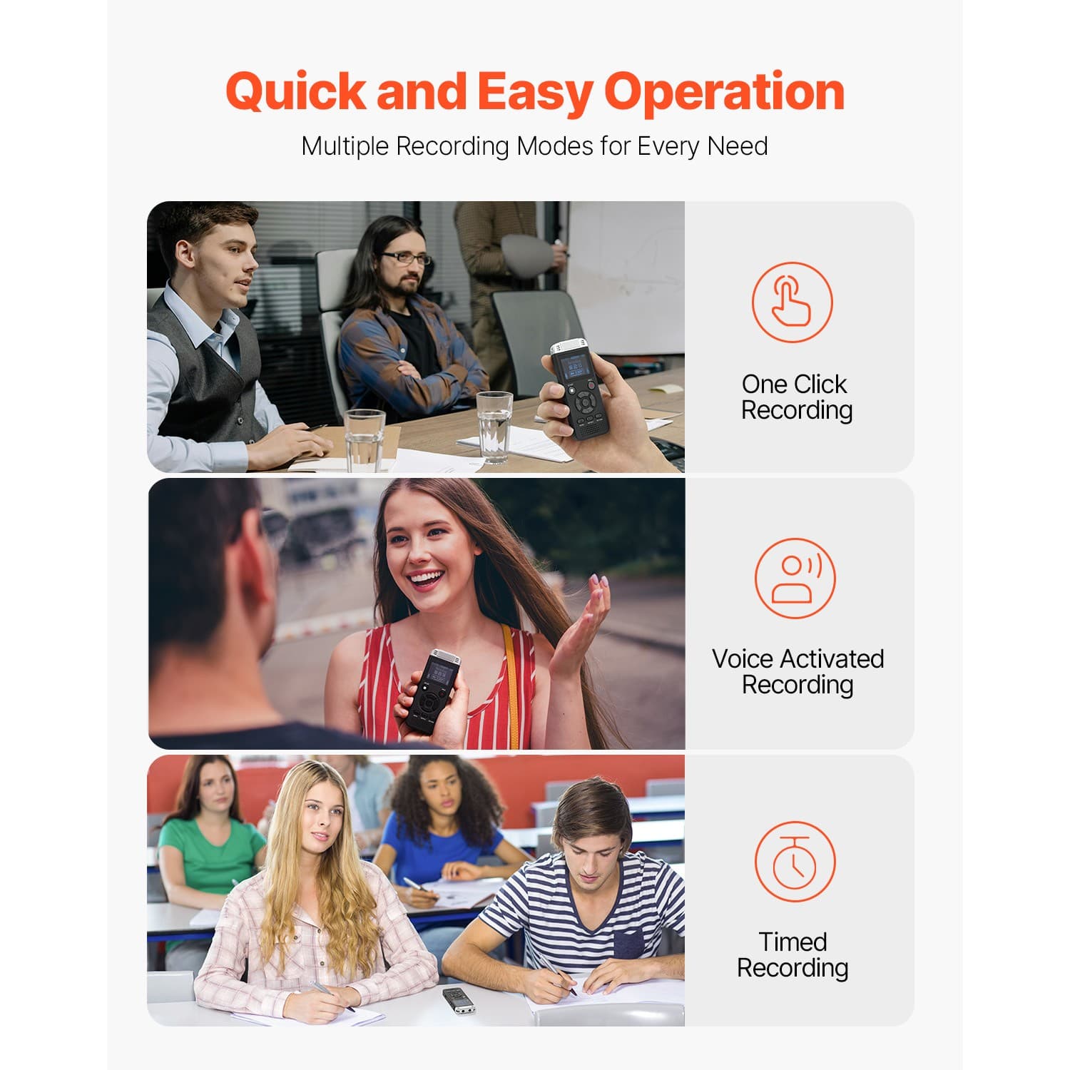Digital Voice Recorder 128GB Voice Activated Audio Recorder with Playback 5