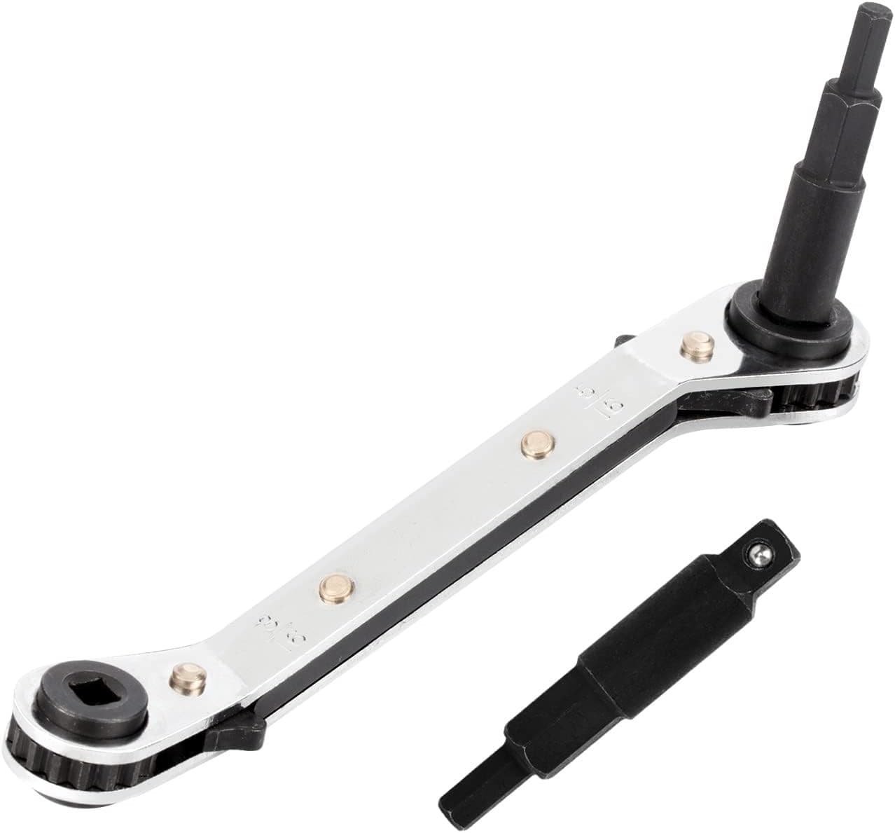 HVAC Service Wrench, Refrigeration Wrench with 2 Pcs HVAC Hexagon Bit Adapter, P 3