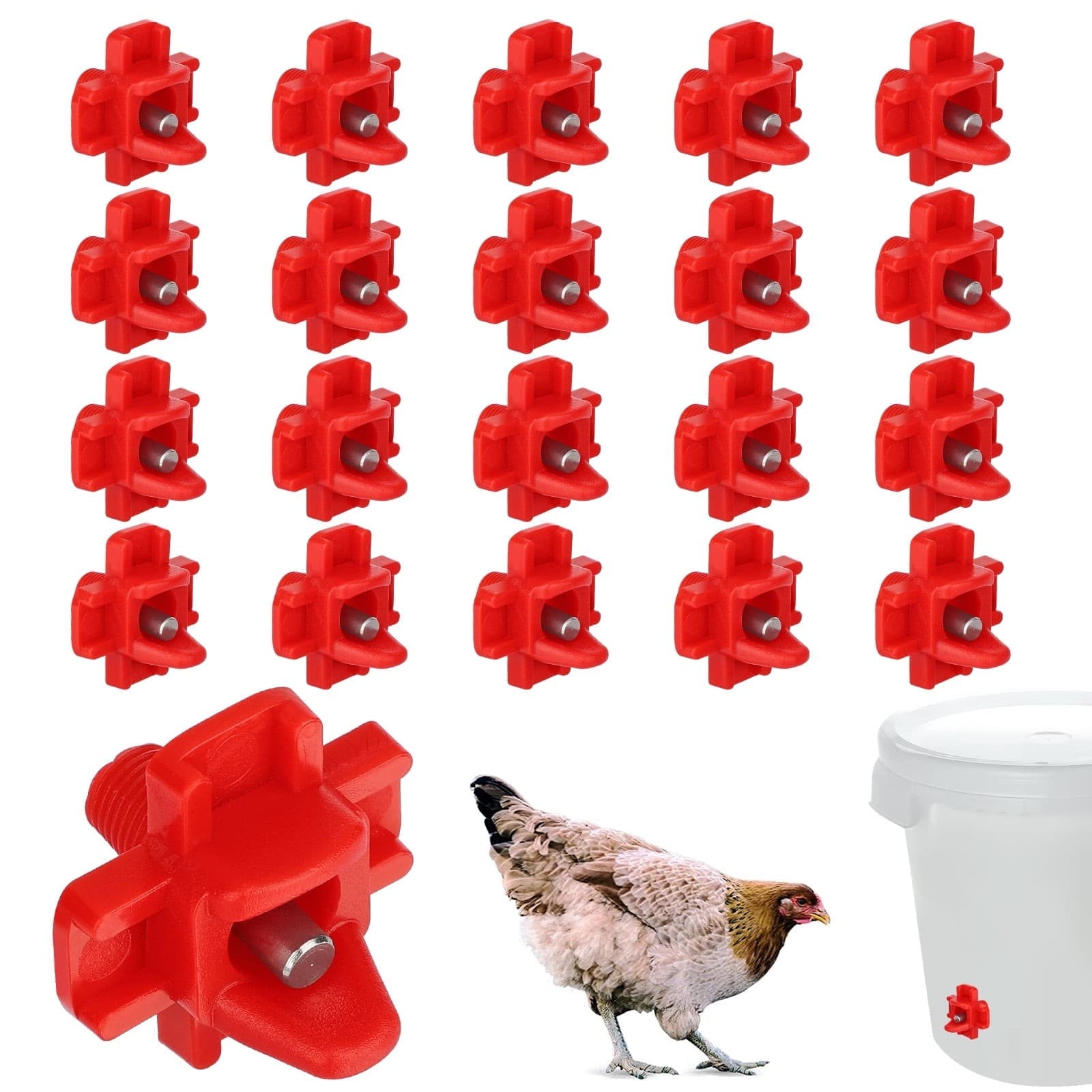 20pc Automatic Chicken Nipples Horizontal Side Mount Poultry Nipple Waterers