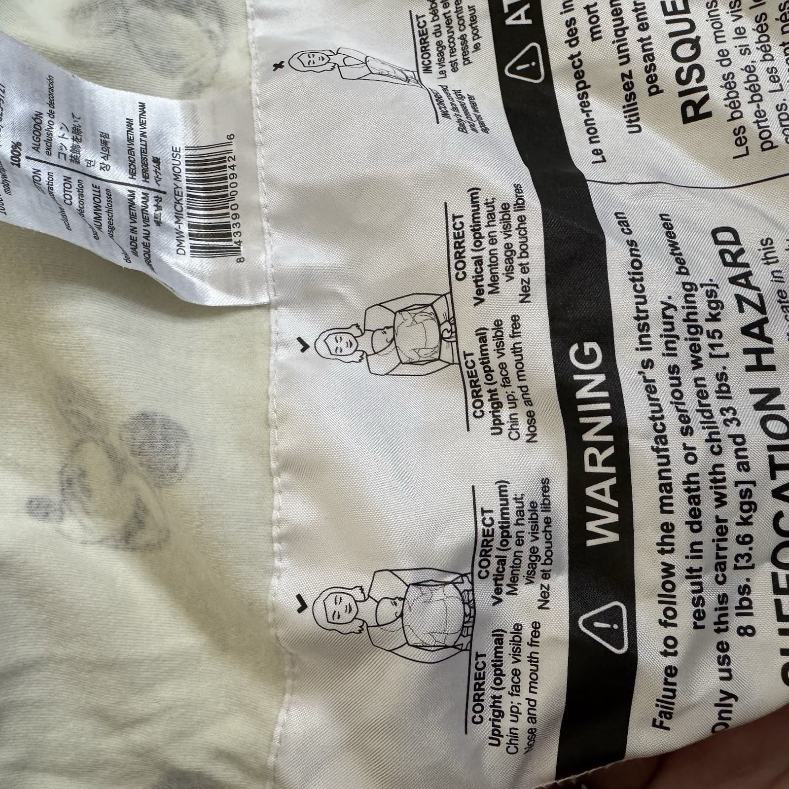 Moby Easy Wrap Baby Carrier Disney Pattern Mickey Mouse Head Cotton for 8-33 lb 4