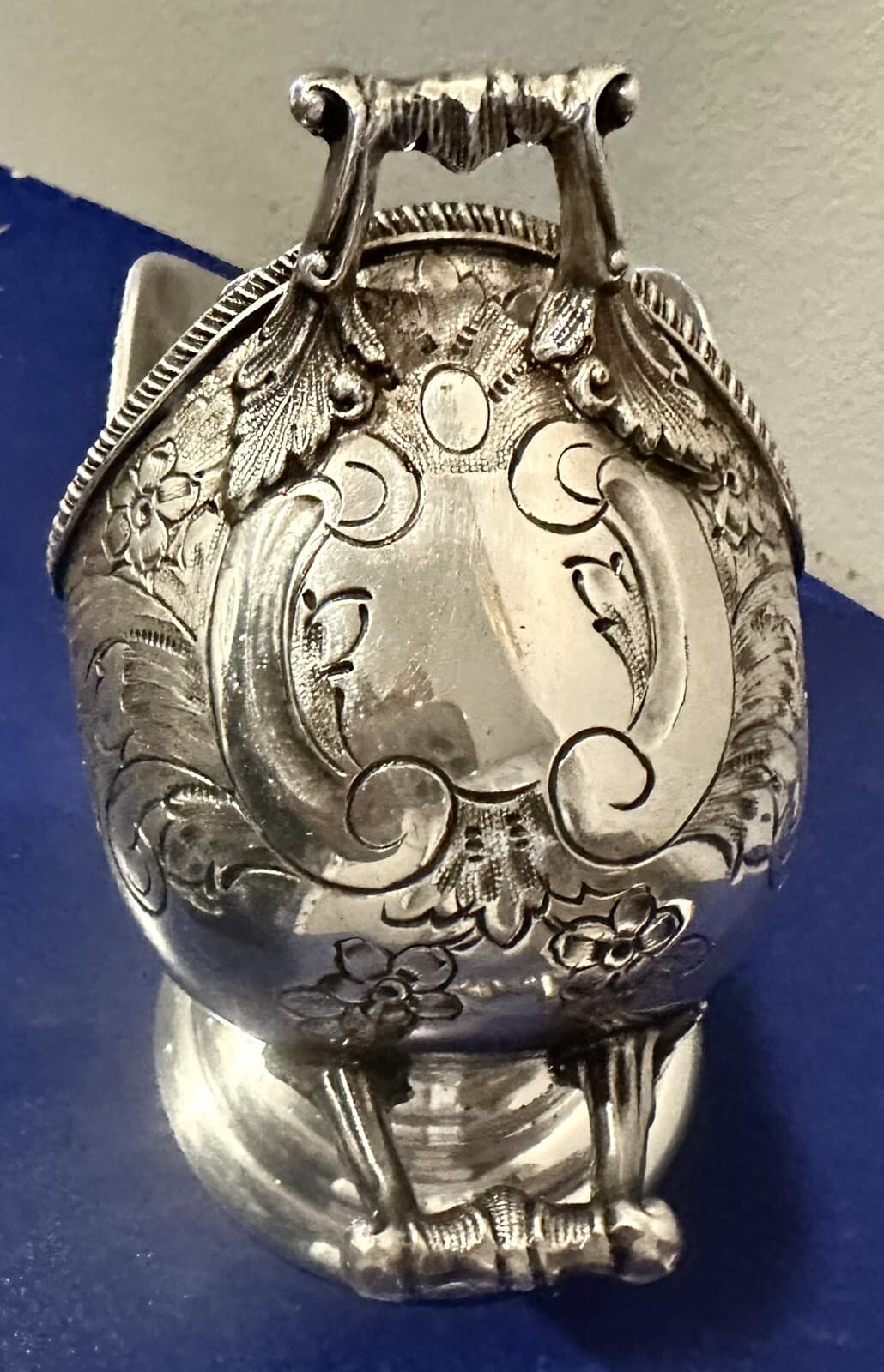 Vintage Sugar Scuttle Dish Silver Plate Floral Made in England EP RM 5