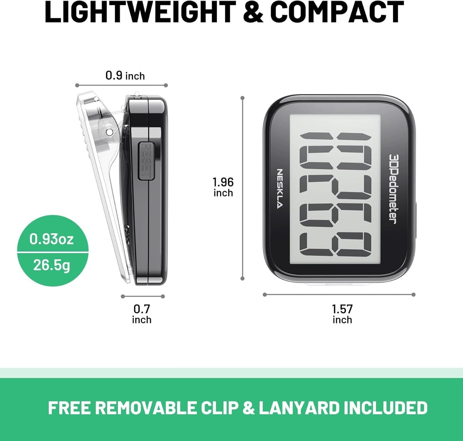 3D Pedometer for Walking, Simple Step Counter with Large Digital Display 6