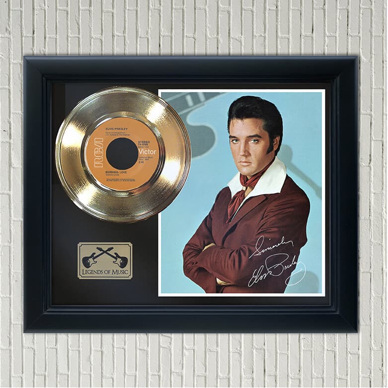 Elvis Presley "Burning Love" Framed Gold Record Reproduction Signatures