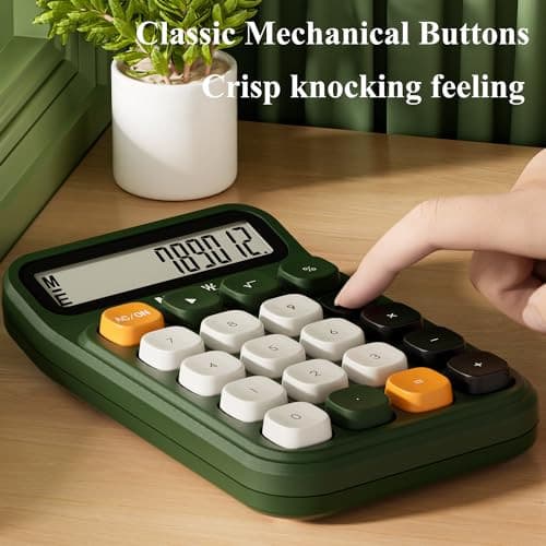  Desktop Calculator 12 Digit Mechanical Switch Calculator with Large LCD Green 5