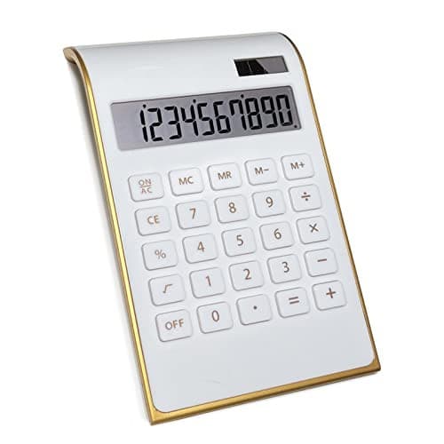 Solar Gold Calculator Standard Function Desktop Calculator LCD 10-Digit White 2