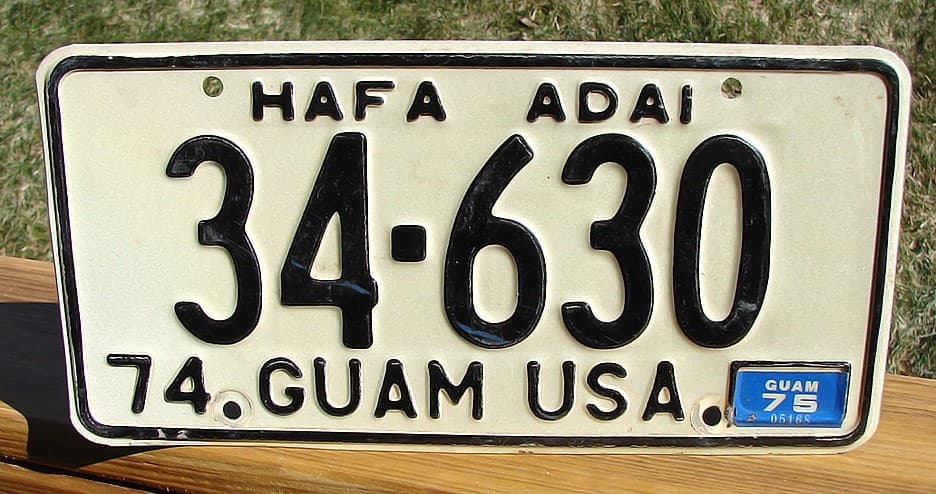 Vintage 1974 GUAM Hafa Adai License Plate SUPERB QUALITY # 34-630