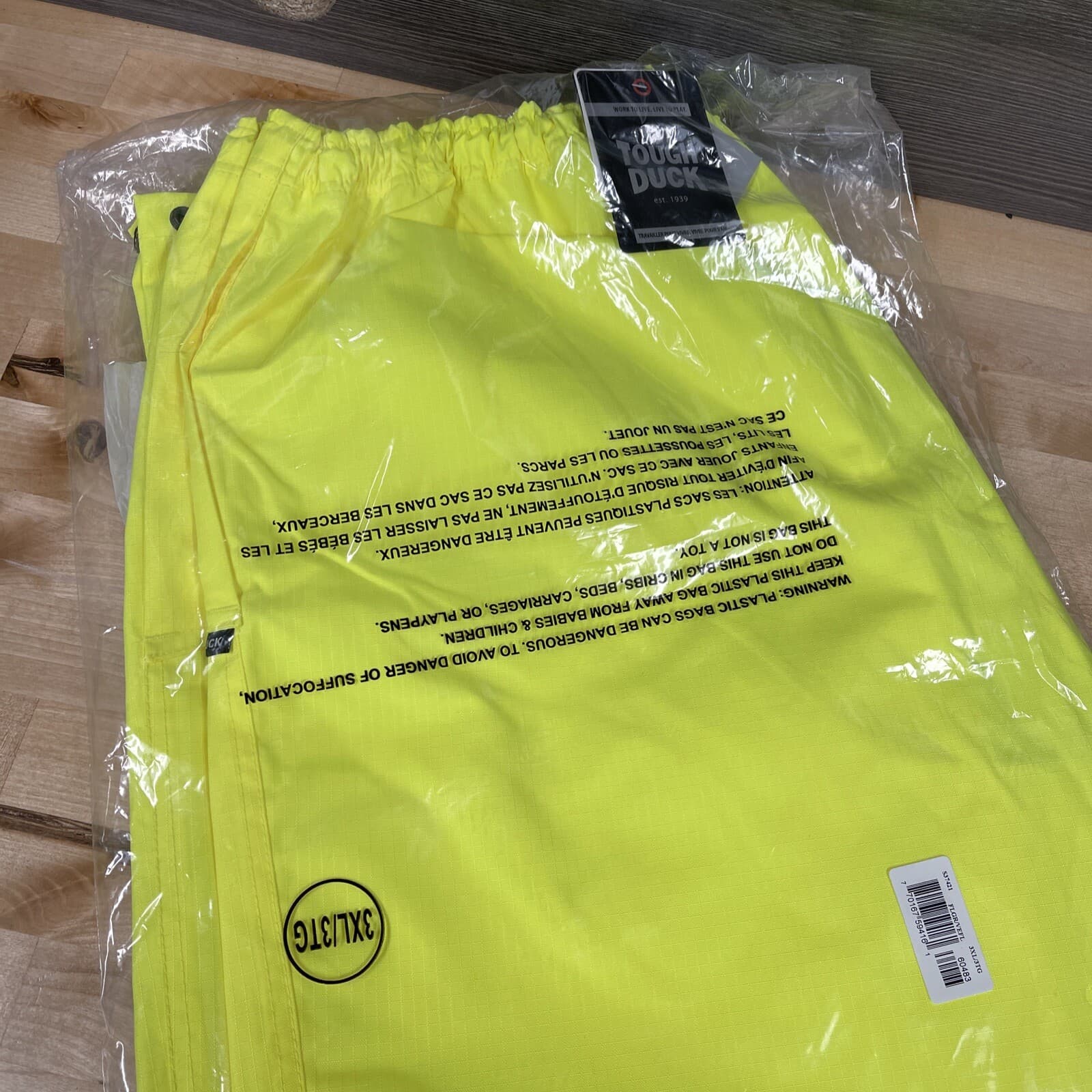 Tough Duck S37421 Hi-Vis Rain Pants, Size 3XL Yellow/Green New 2